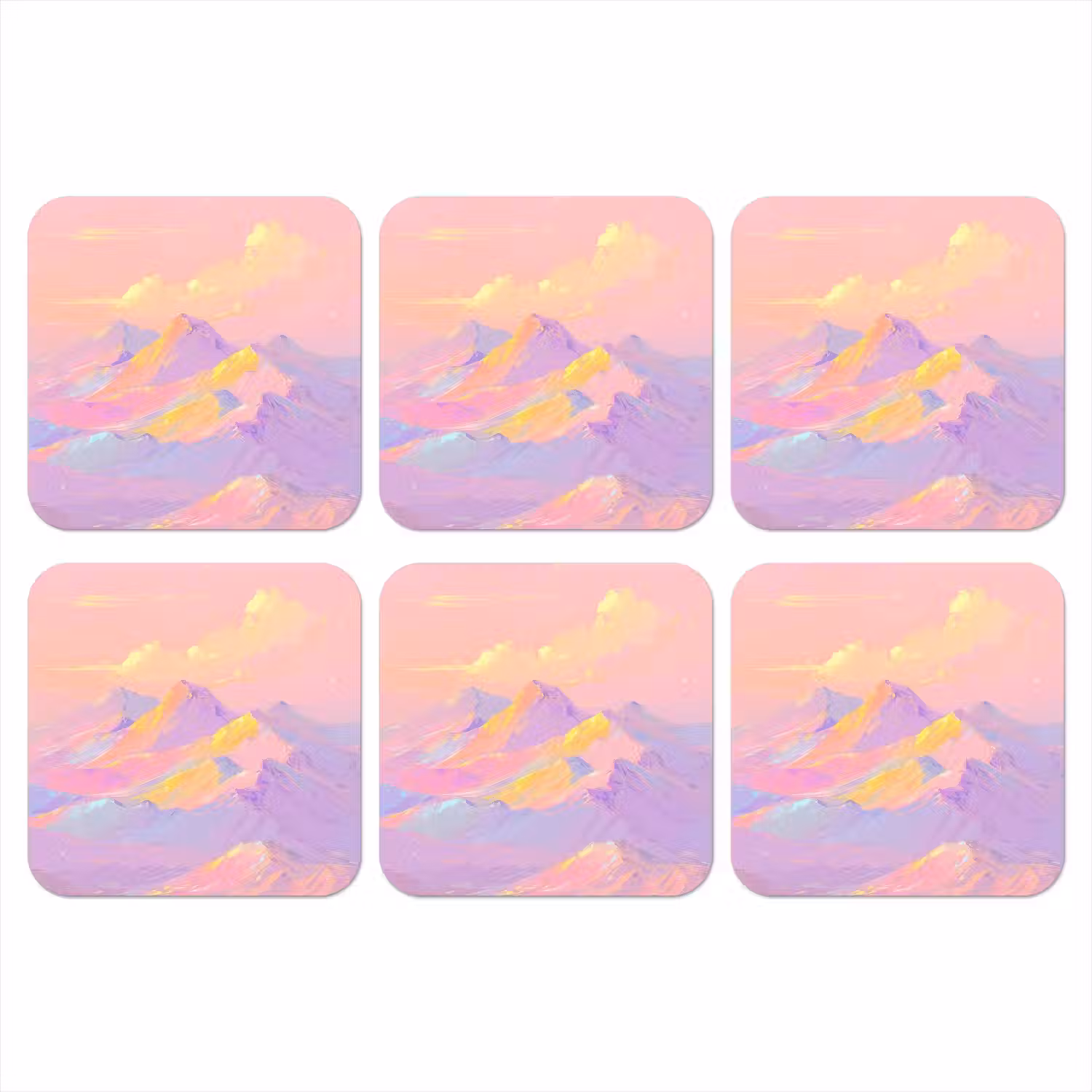 Bergtoppen - Wolken - Dromerig onderzetter kurk middel -3d