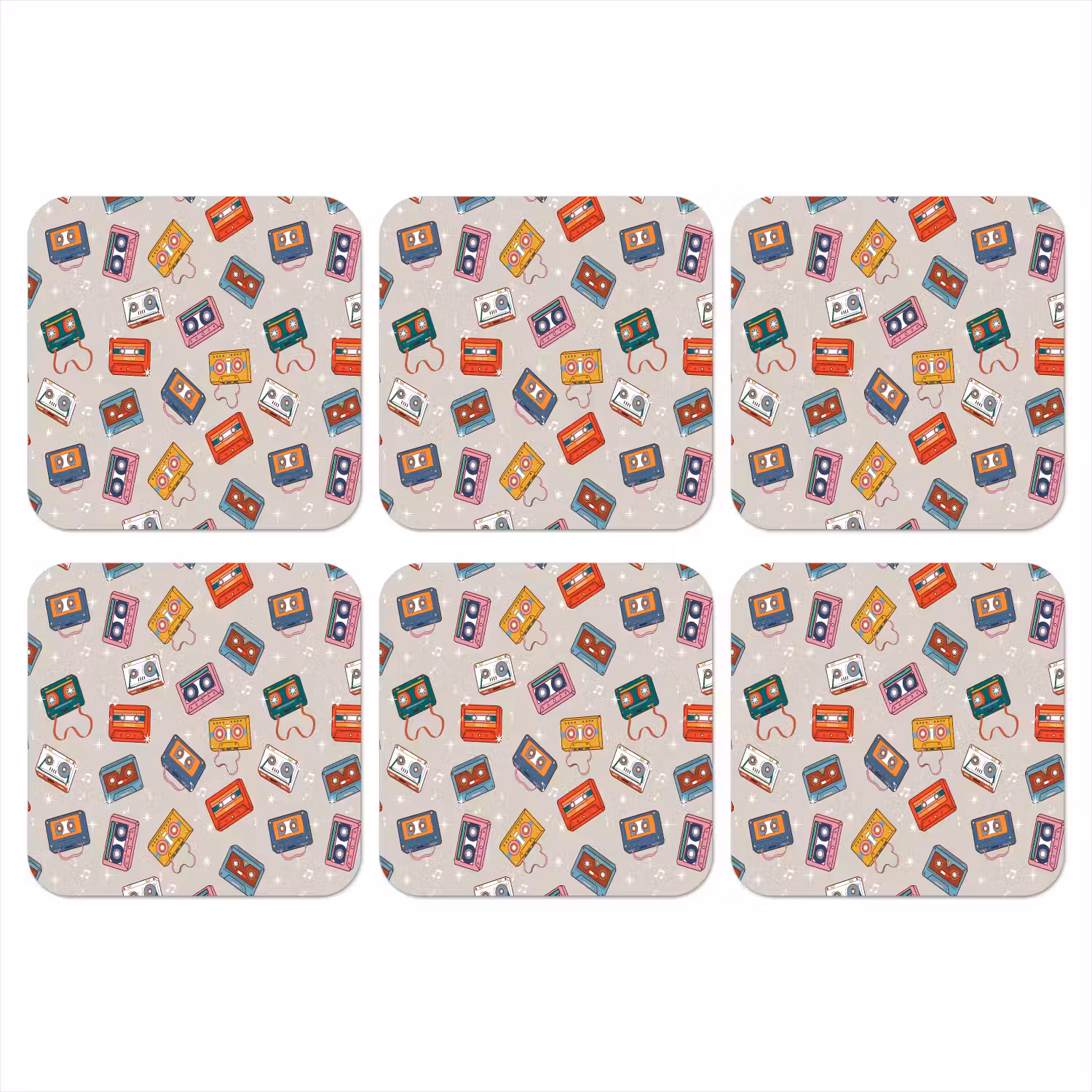Muziek - Cassette - Patroon onderzetter kurk middel 366 -3d