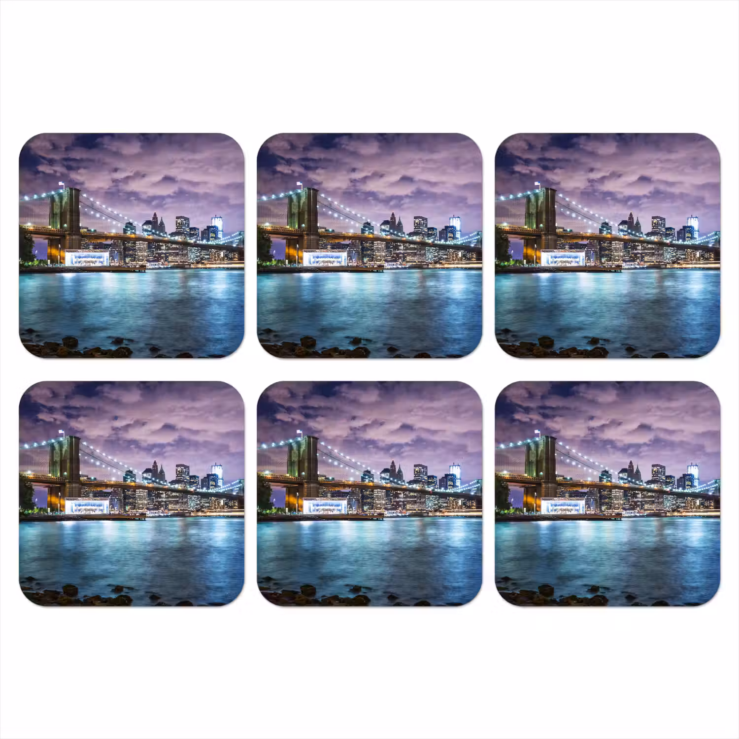 New York - Skyline - Stad - Kleuren onderzetter kurk middel -3d
