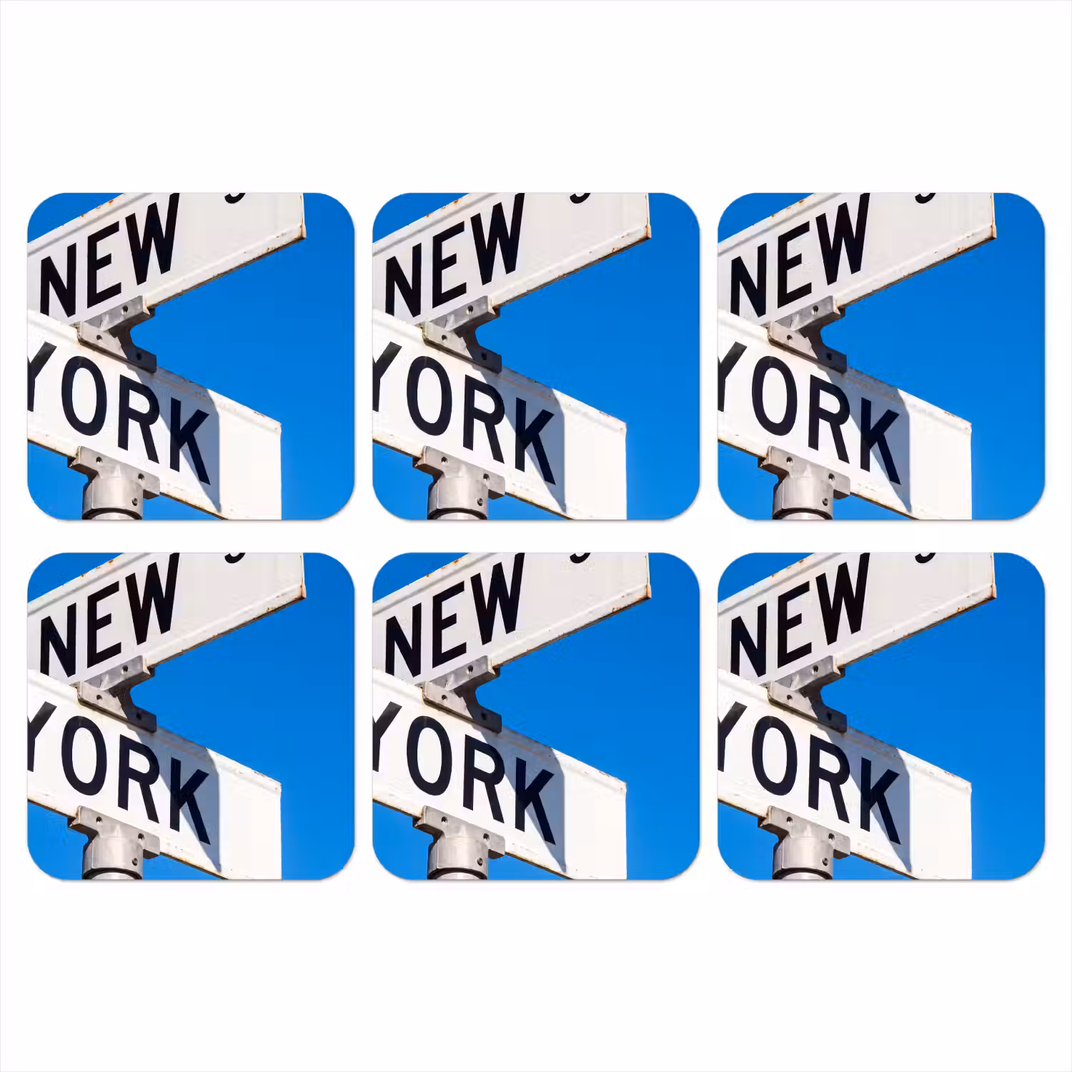 New York - Straatbord - Stad - Urban - Blauw onderzetter kurk middel -3d
