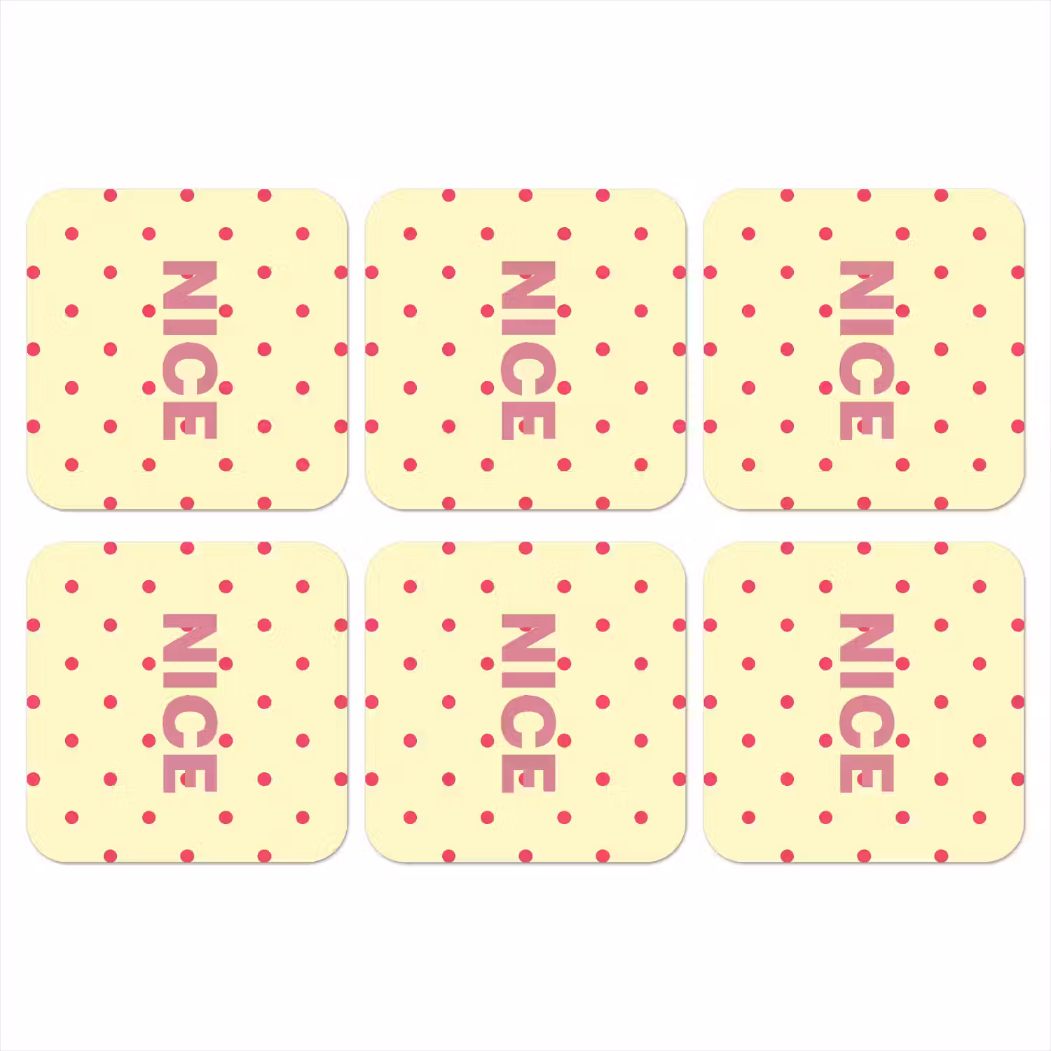 Nice - Stippen - Roze - Geel onderzetter kurk middel -3d