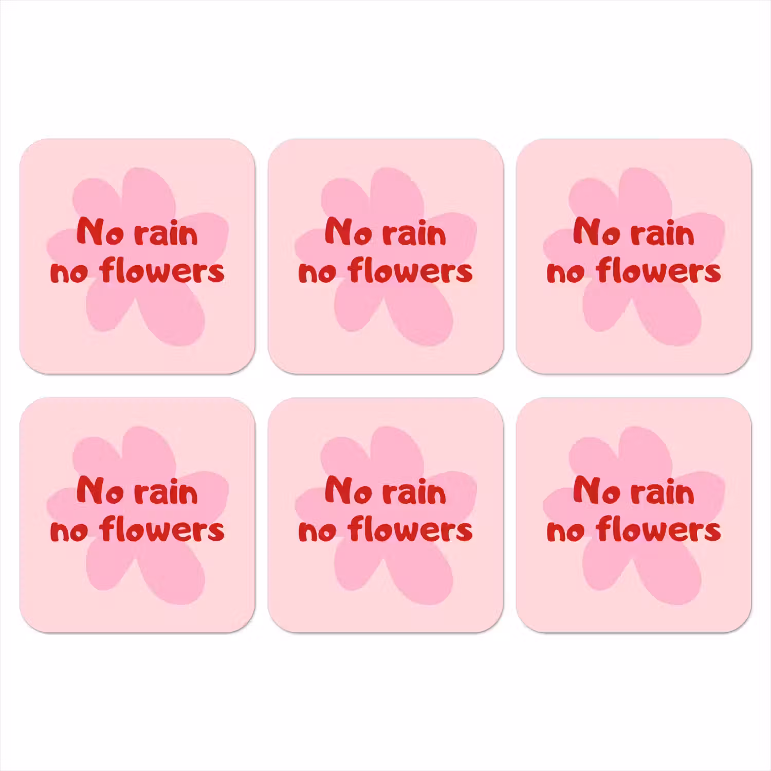 No rain no flowers - Bloem - Roze onderzetter kurk middel -3d