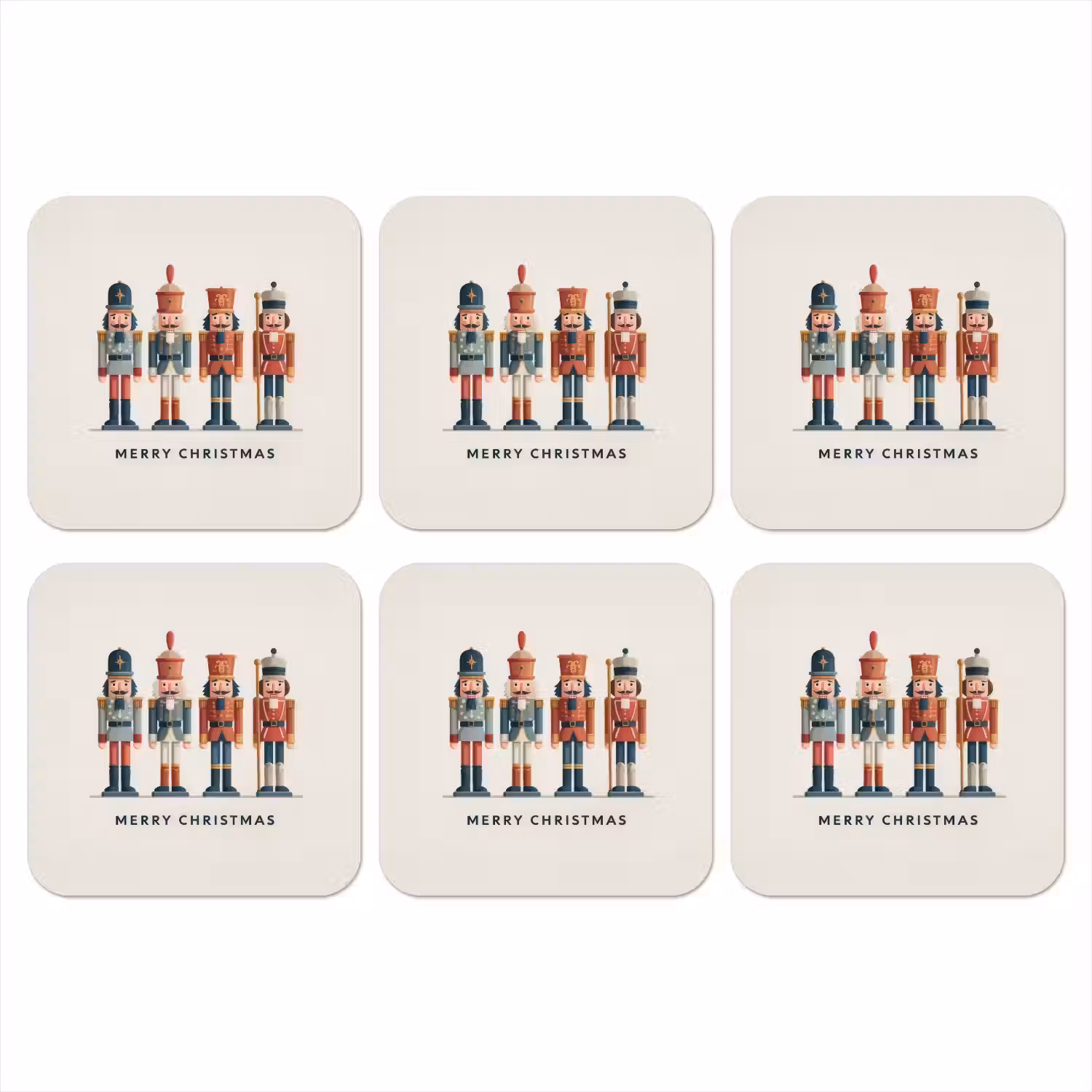 Notenkrakers - Minimalistisch - Kerst - Beige onderzetter kurk middel -3d