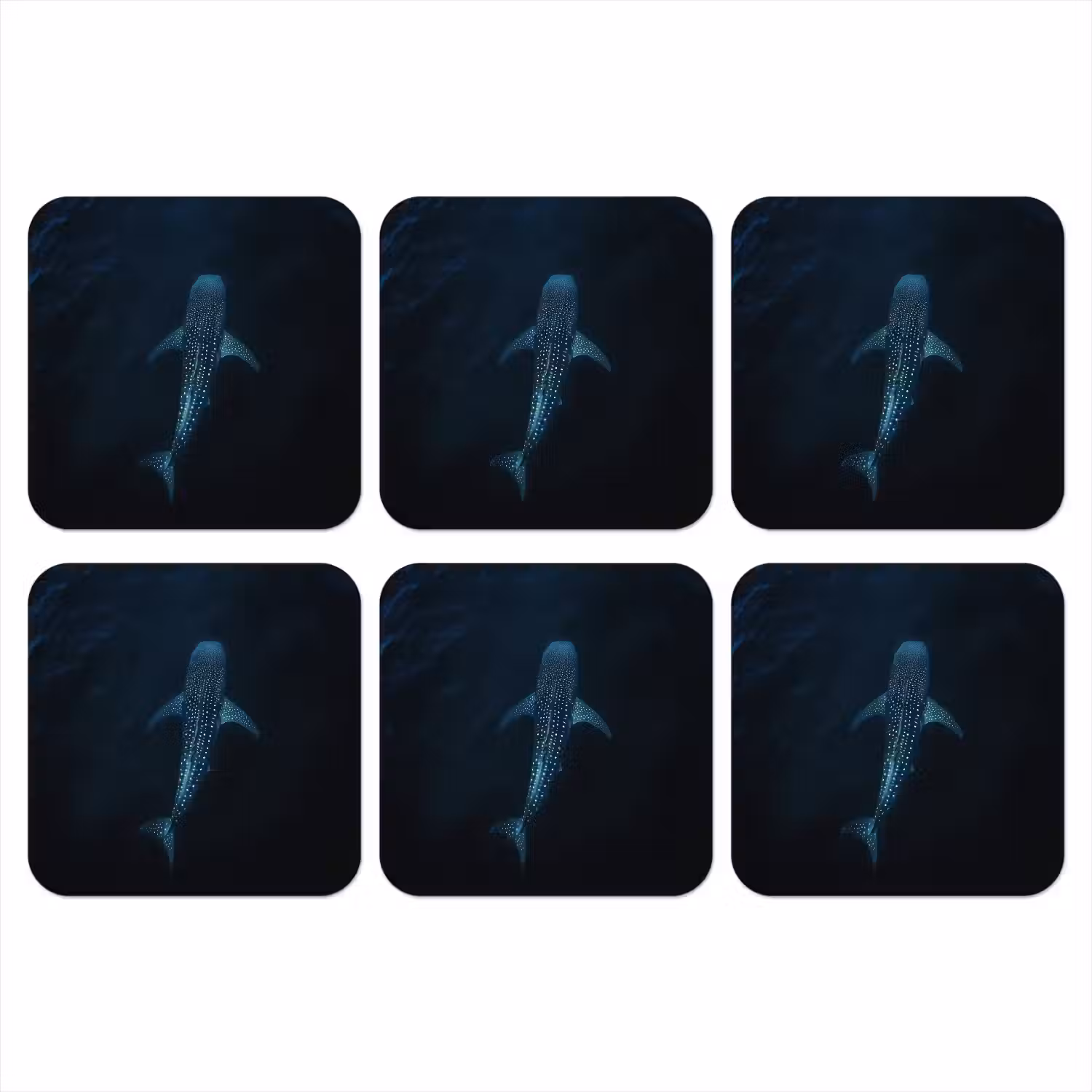 Oceaan - Walvishaai - Donkerblauw - Vlekken onderzetter kurk middel -3d