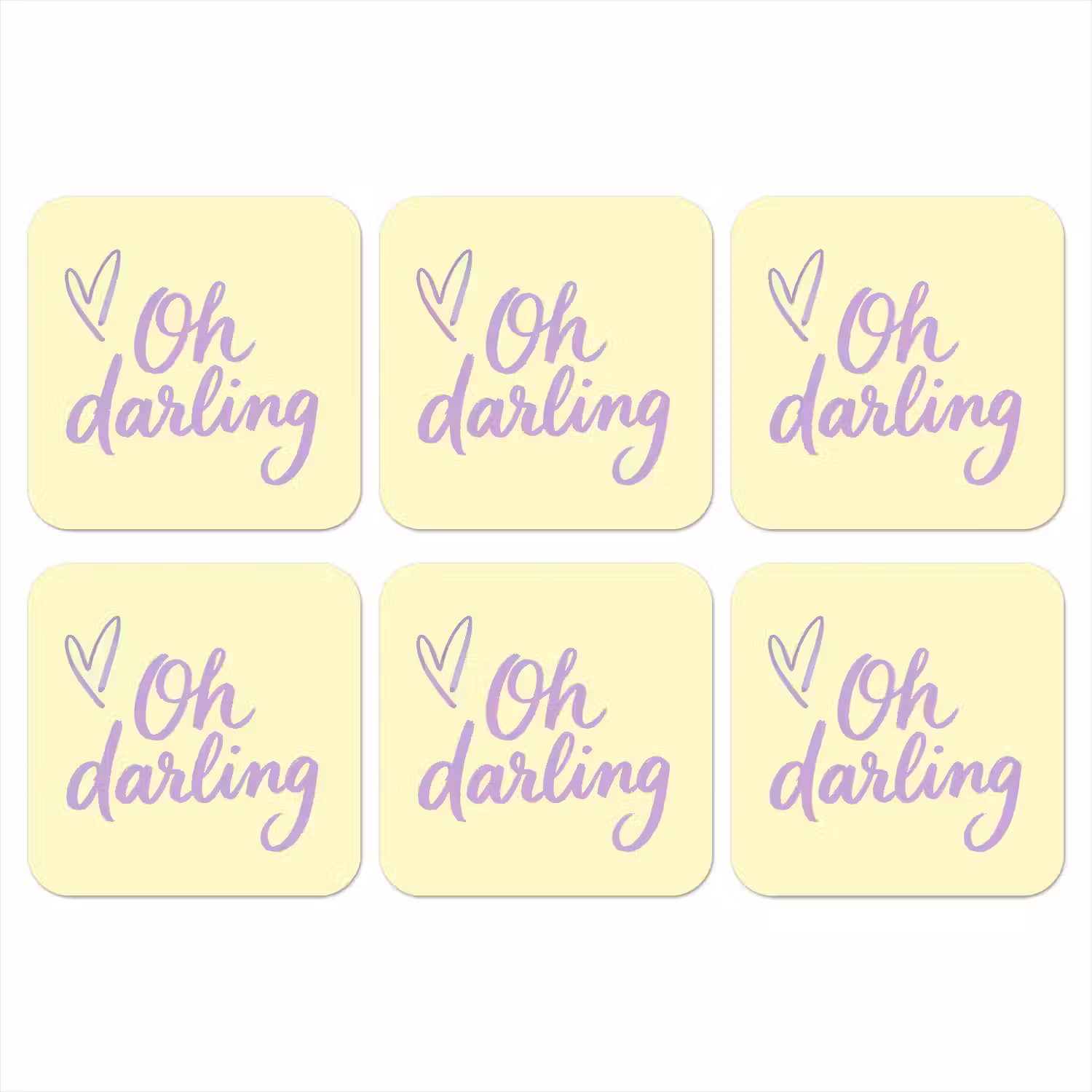 Oh darling - Geel - Hart onderzetter kurk middel -3d