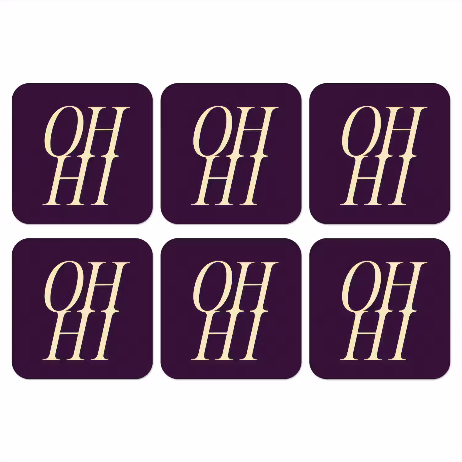 Oh hi - Paars - Minimalistisch onderzetter kurk middel -3d