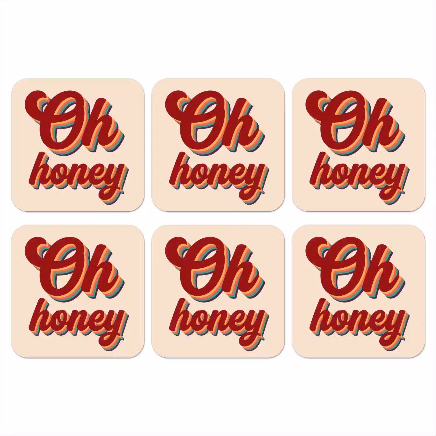 Oh honey - Rood - Schaduw onderzetter kurk middel -3d