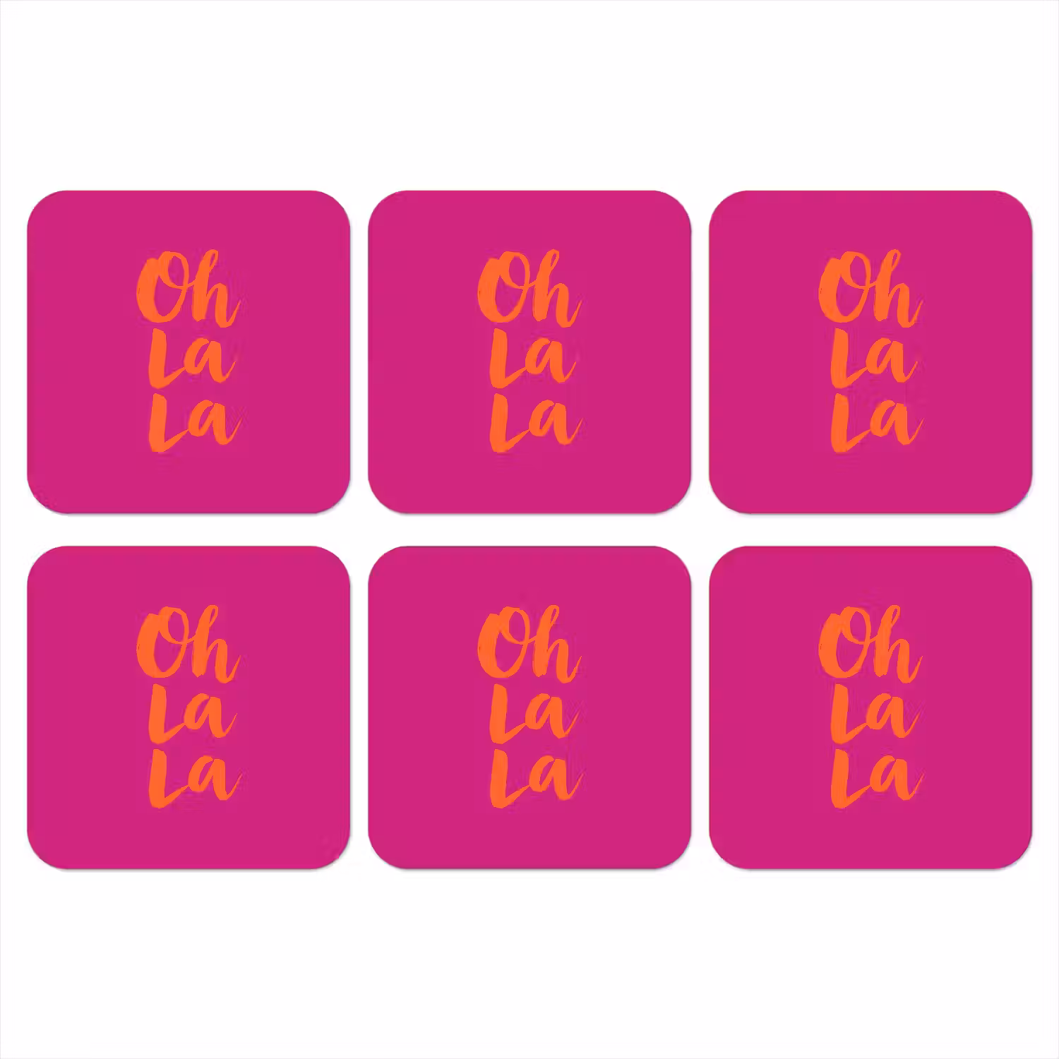 Oh la la - Roze - Oranje - Minimalistisch onderzetter kurk middel -3d