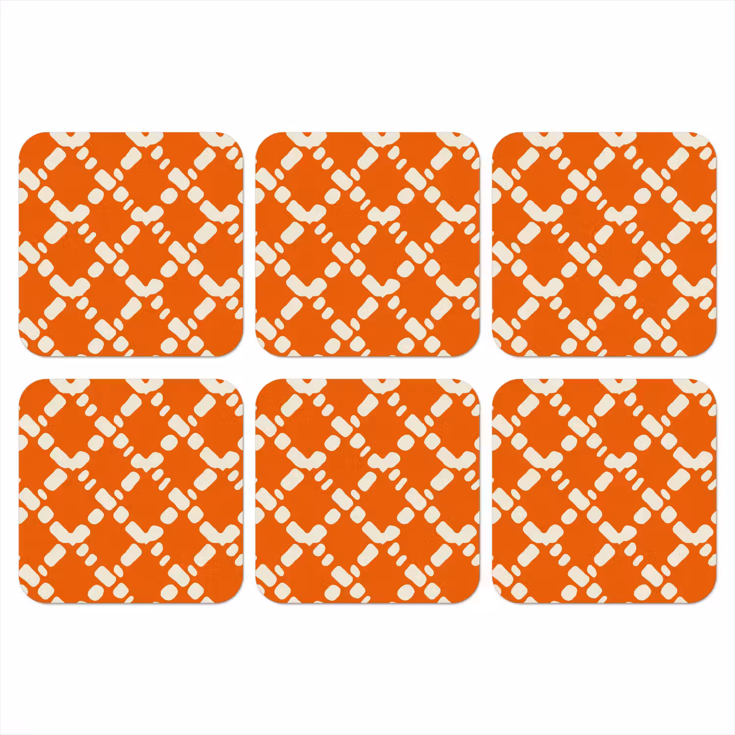 Oranje - Ruitpatroon - Wit onderzetter kurk middel 366 -3d
