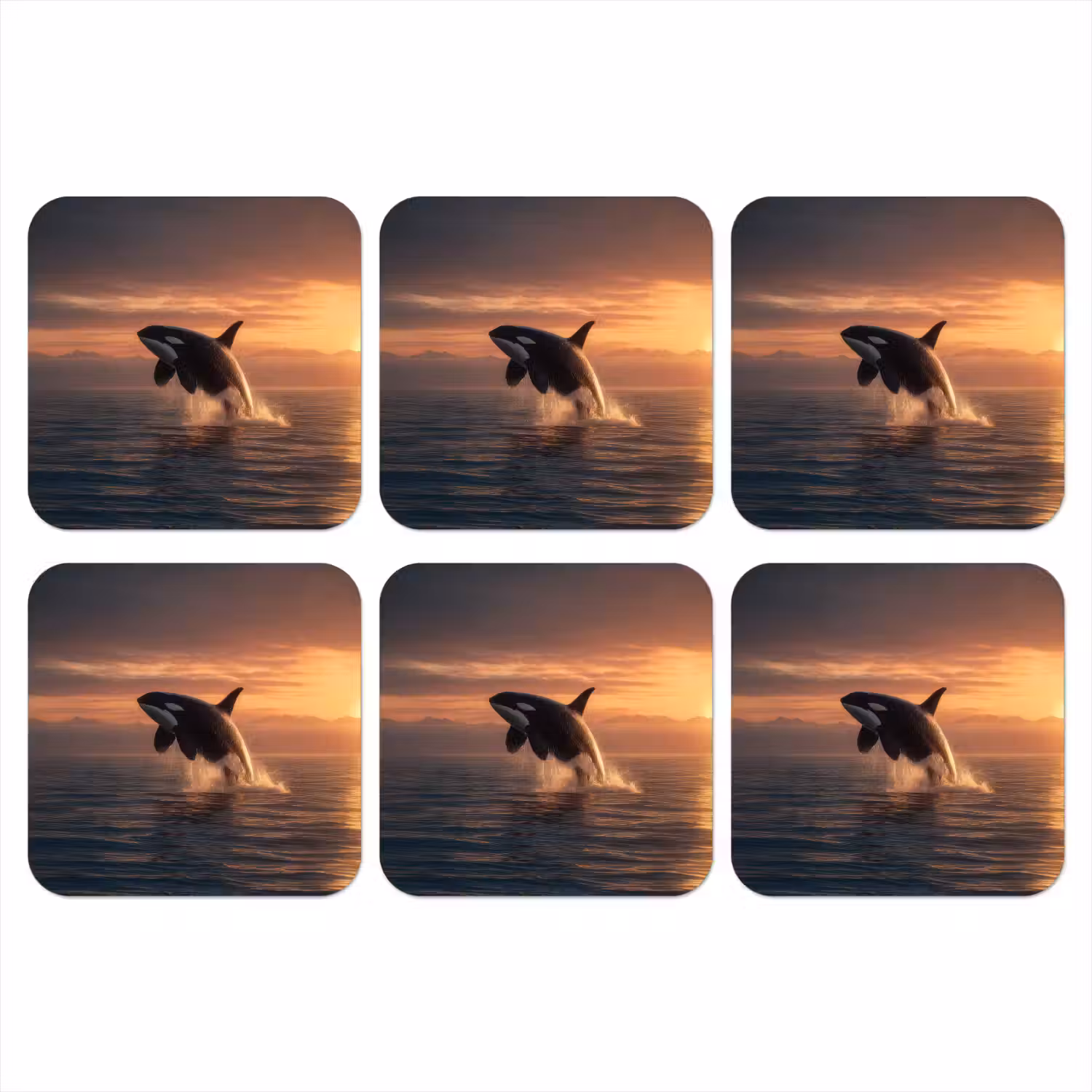 Orka - Zee - Zonsondergang onderzetter kurk middel -3d