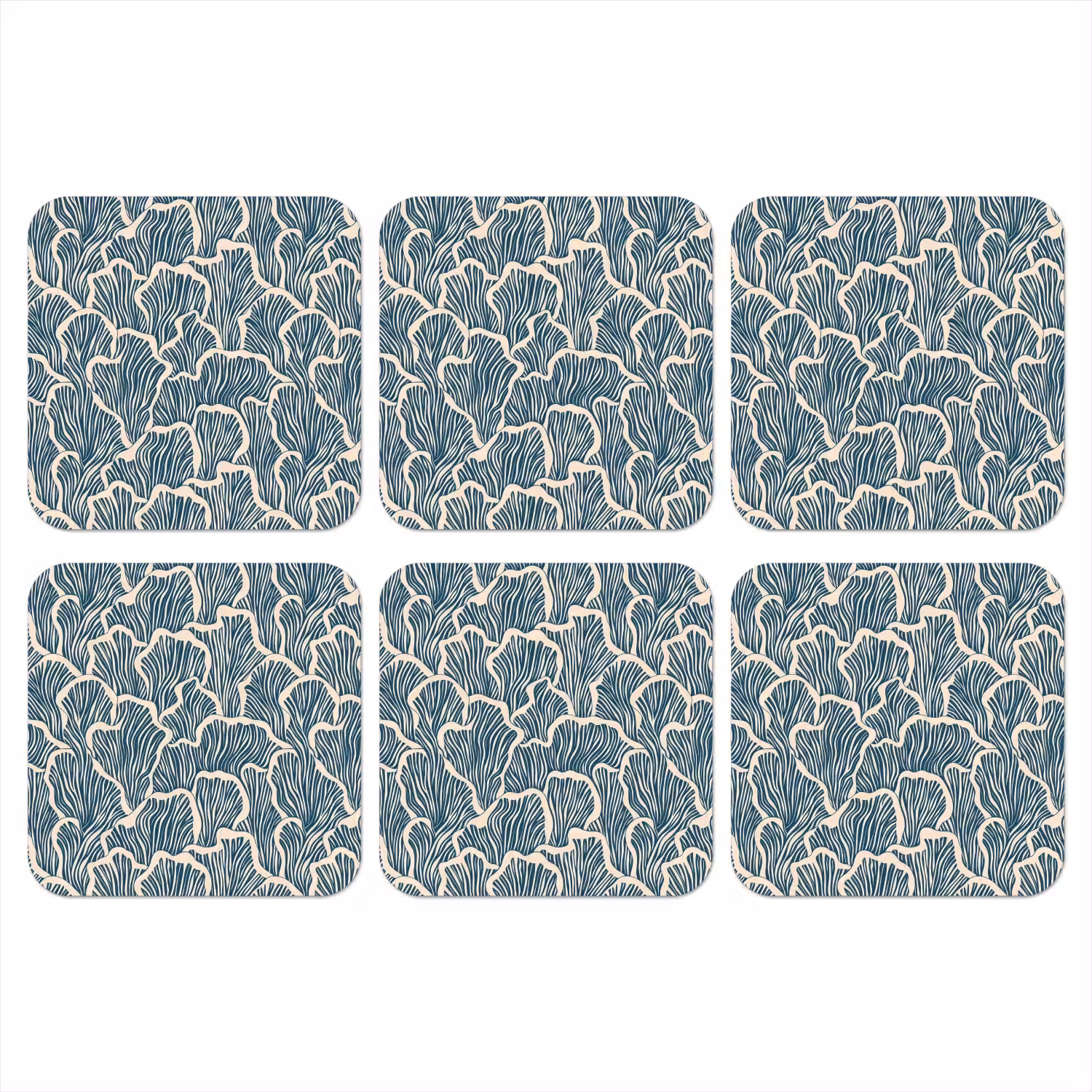Organisch - Blauw - Crème - Schelpen onderzetter kurk middel 366 -3d