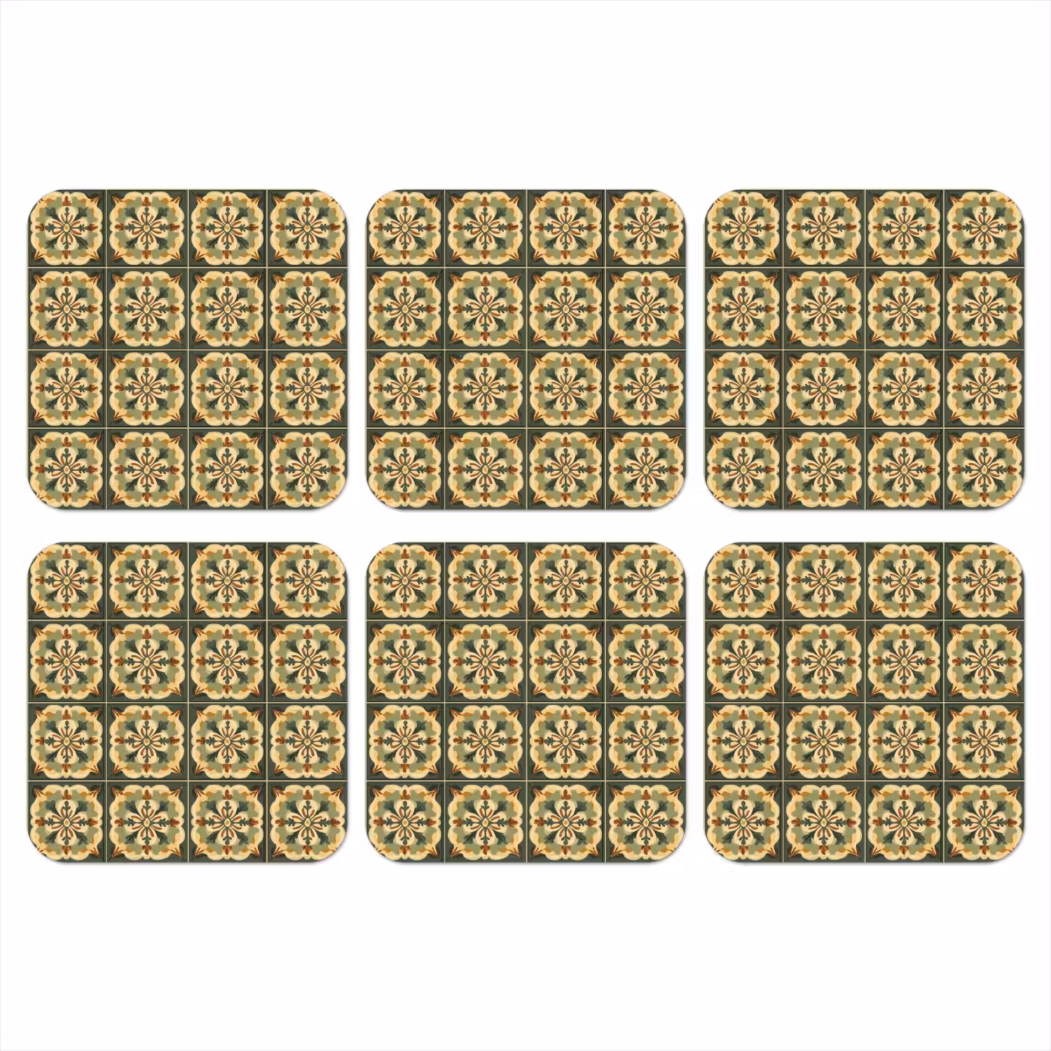 Ornament - Patroon - Groen onderzetter kurk middel 366 -3d