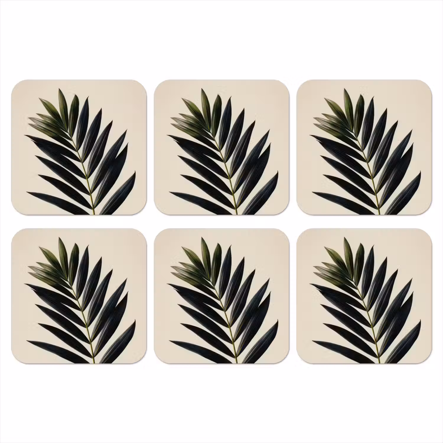 Palmblad - Donkere bladen - Subtiel onderzetter kurk middel -3d