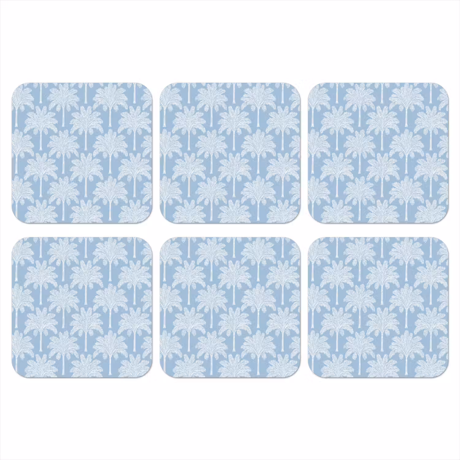 Palmboom - Modern - Blauw onderzetter kurk middel 366 -3d