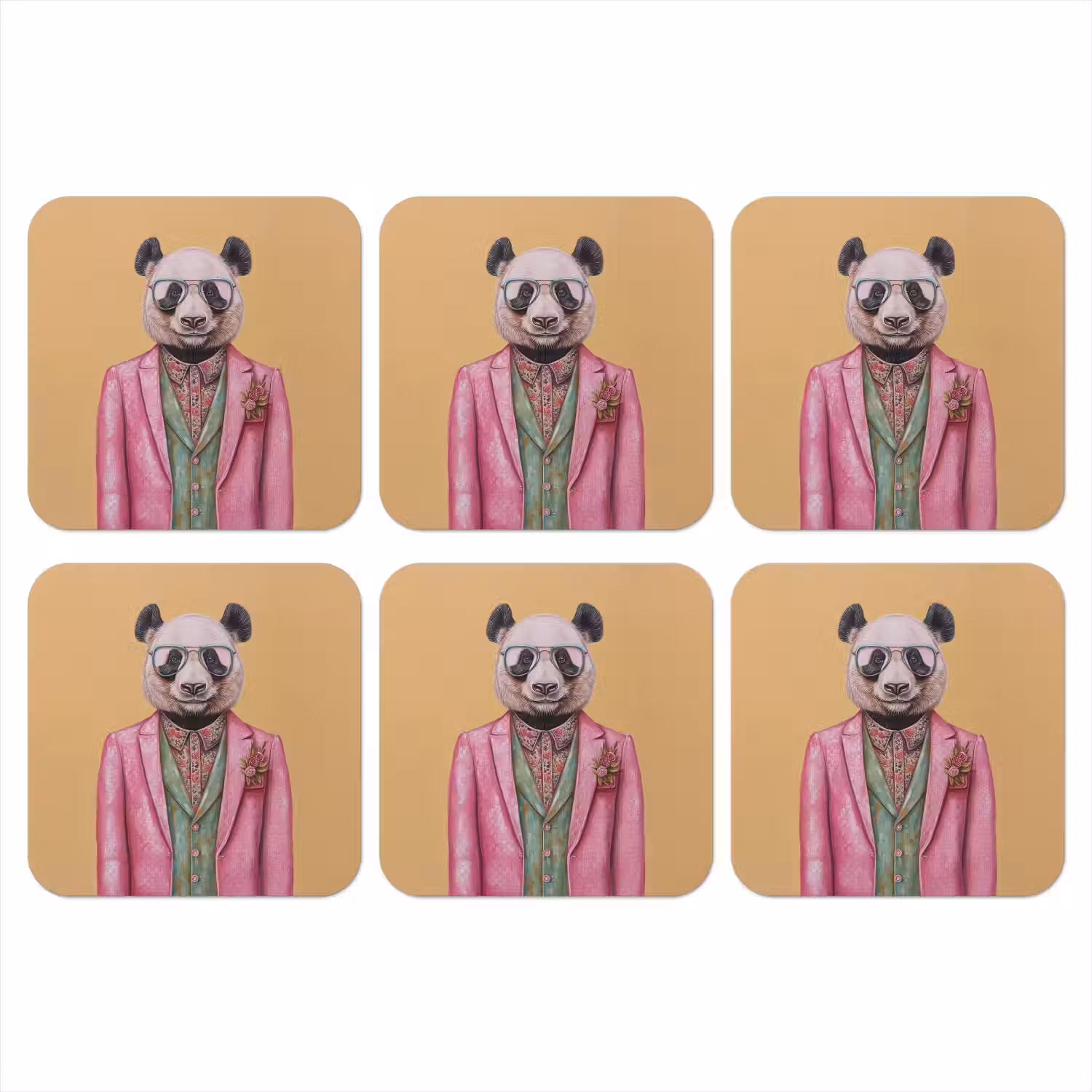 Panda - Pak - Zonnebril - Blauw onderzetter kurk middel -3d