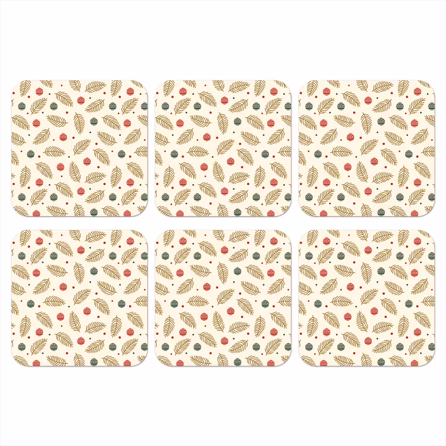 Patroon - Kerst - Symbolen - Beige onderzetter kurk middel 366 -3d