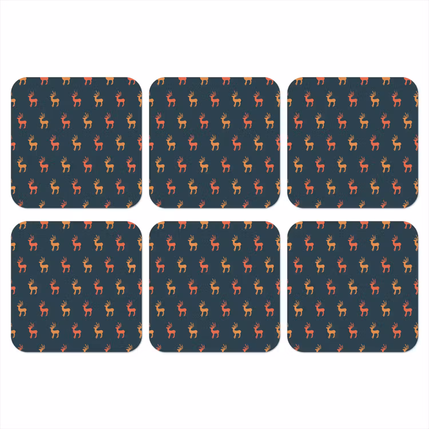 Patroon - Herten - Blauw onderzetter kurk middel 366 -3d