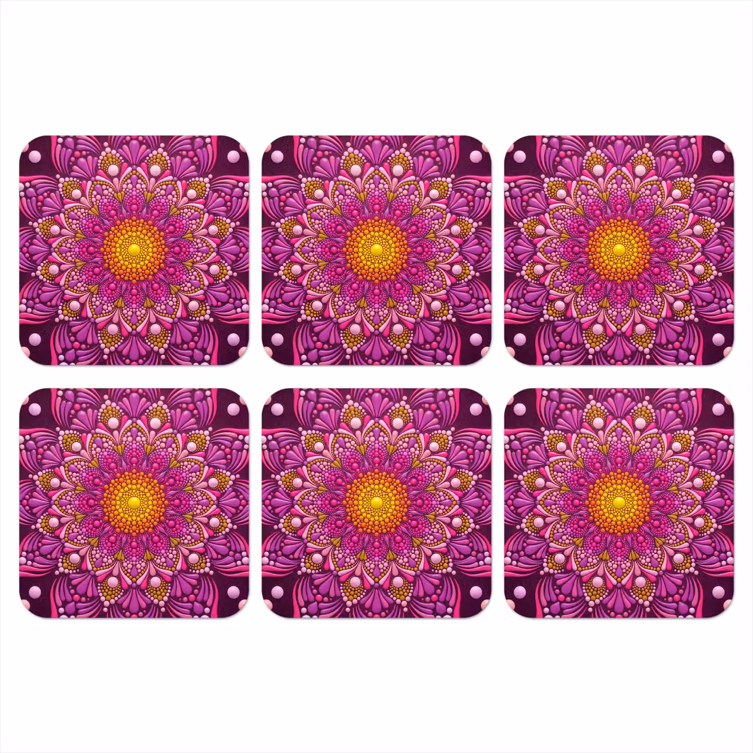 Patroon - Stippen - Abstract - Kleurrijk onderzetter kurk middel -3d