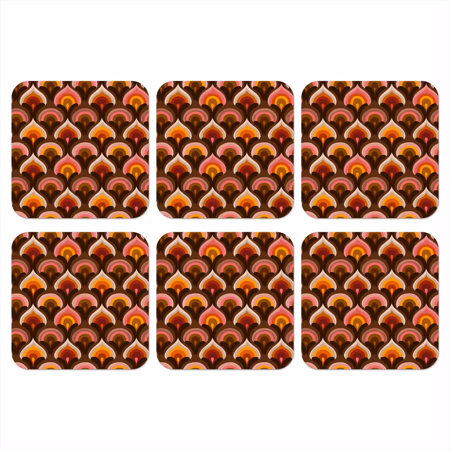 Patroon - Retro - Kleurrijk onderzetter kurk middel 366 -3d