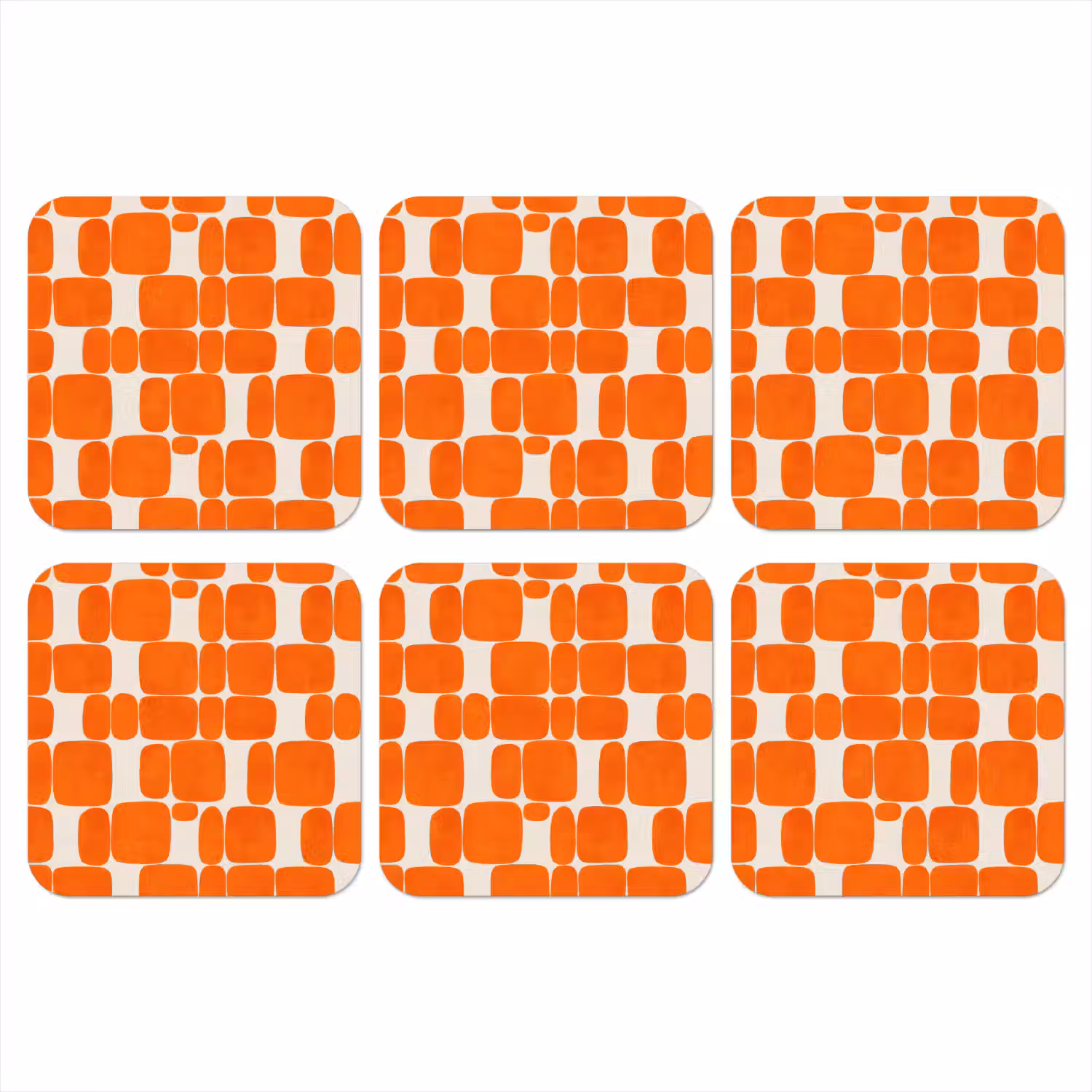 Patroon - Retro - Oranje onderzetter kurk middel 366 -3d