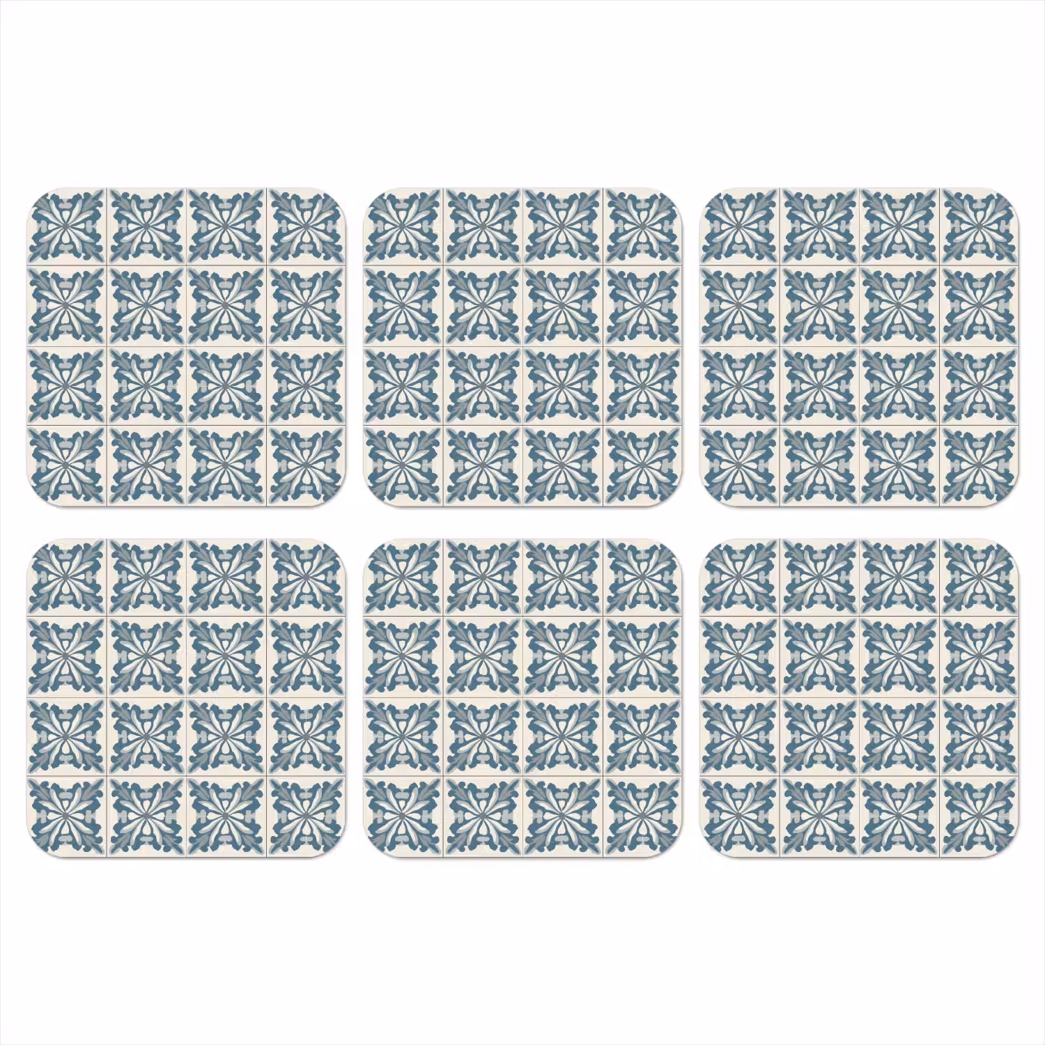 Dessin - Tegel - Blauw onderzetter kurk middel 366 -3d