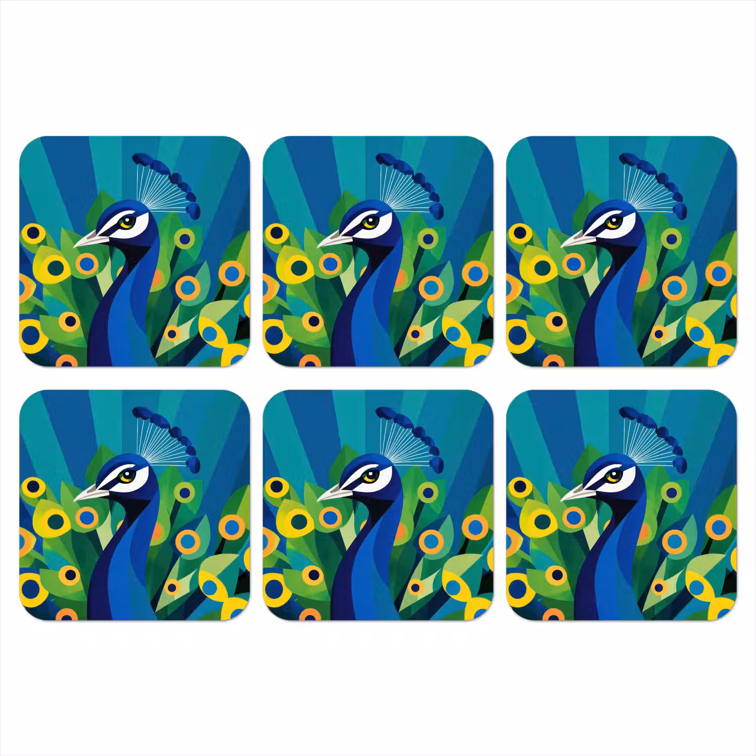Pauw - Cirkels - Blauw onderzetter kurk middel -3d