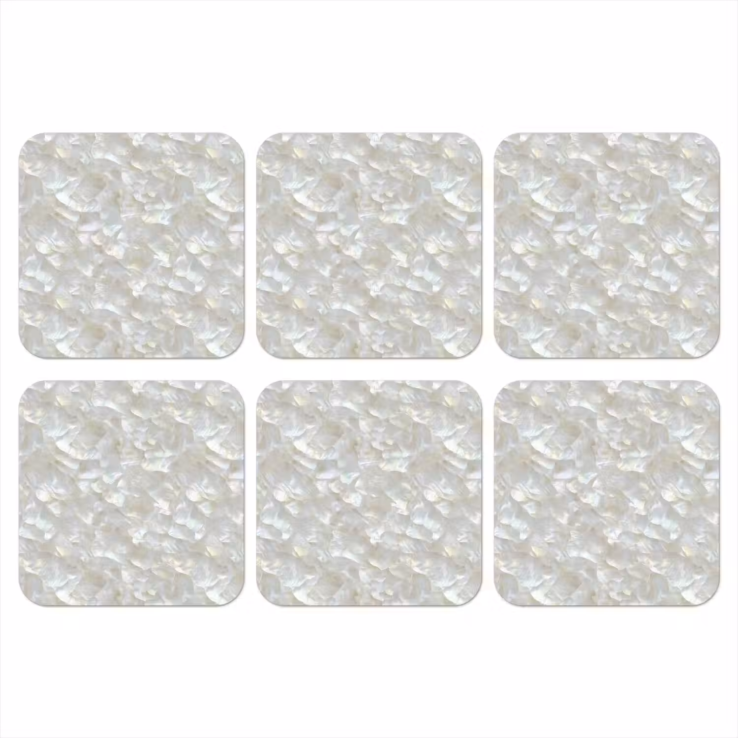 Parelmoerglans - Wit - Schelp onderzetter kurk middel 366 -3d