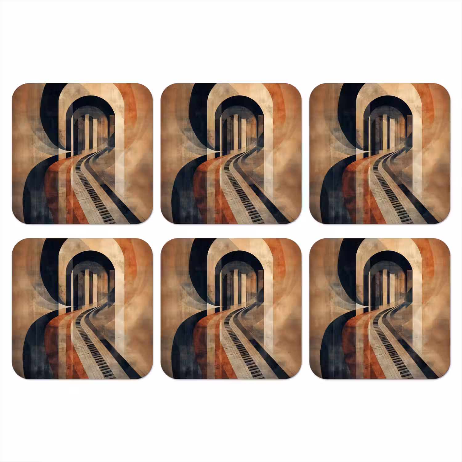 Piano - Toetsen - Abstract onderzetter kurk middel -3d