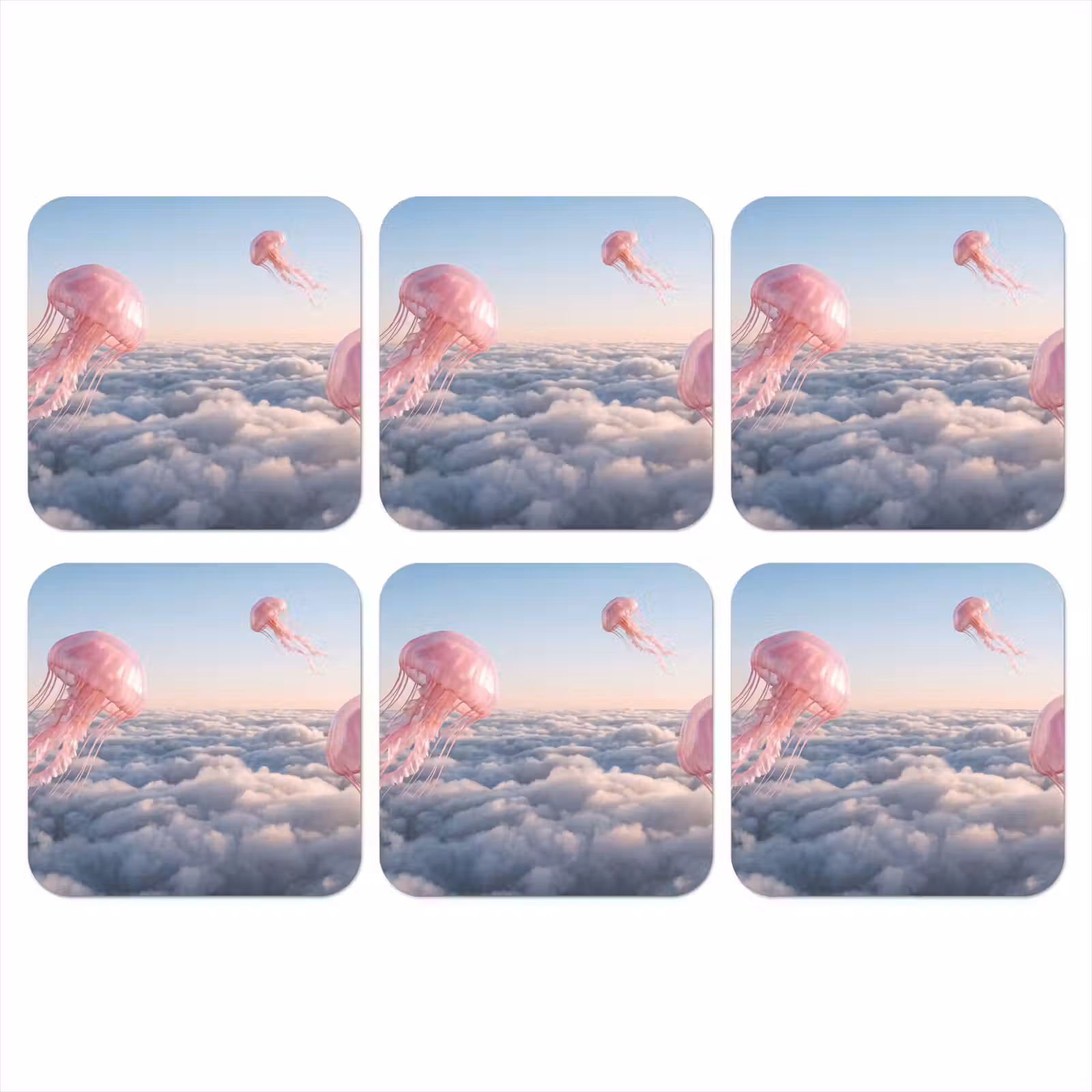 Coaster - Pink Animal - Clouds - Roze dier - Wolken onderzetter kurk middel