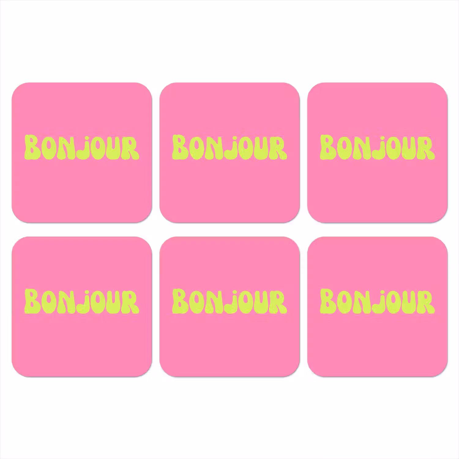 Roze - Groene bonjour - Organisch onderzetter kurk middel -3d