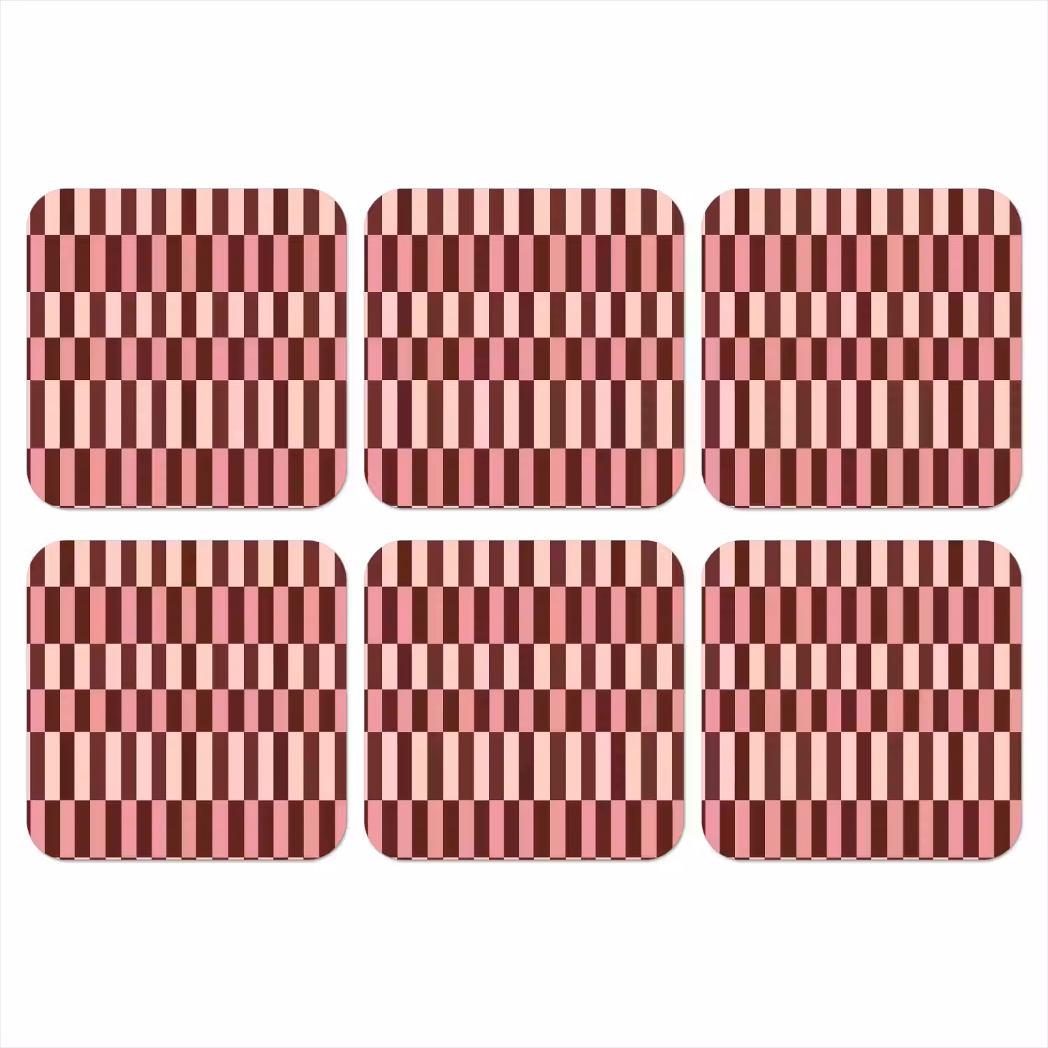 Roze - Rood - Blokjes onderzetter kurk middel 366 -3d