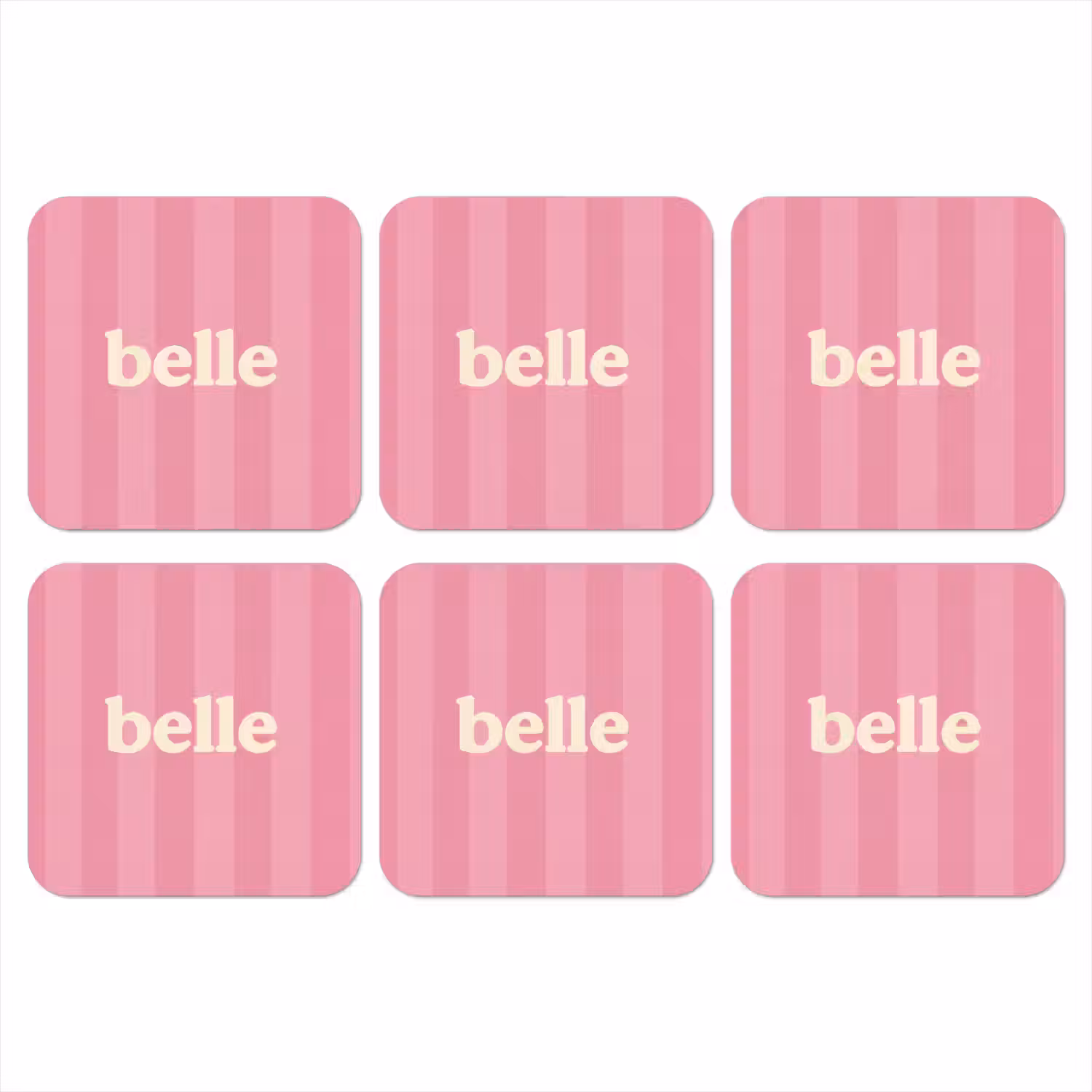Roze - Gestreept - Belle onderzetter kurk middel -3d