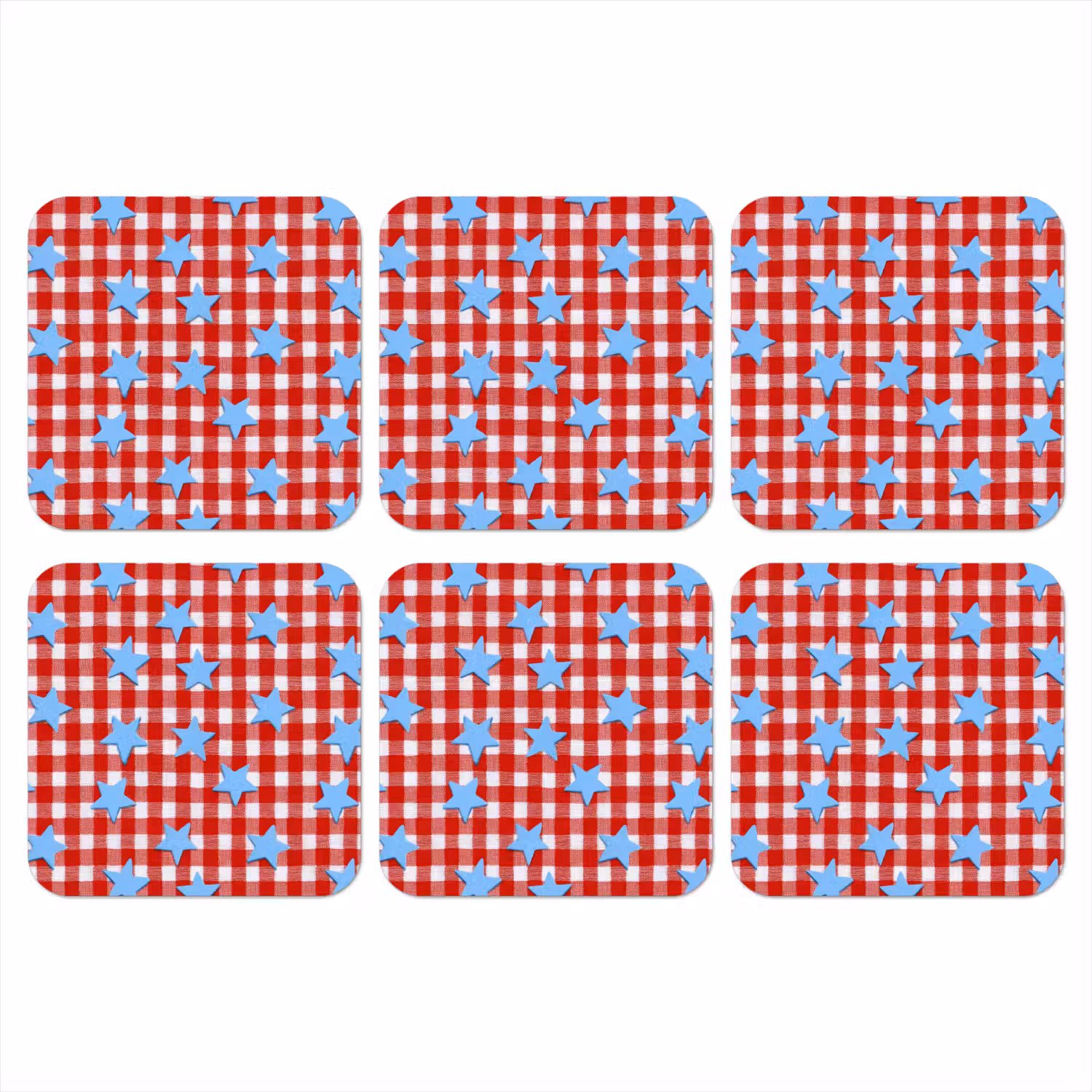 Ruit - Sterren - Rood onderzetter kurk middel 366 -3d