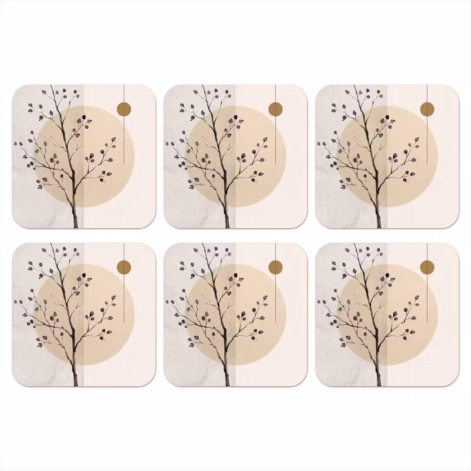 Coaster - Plant - Abstract - Beige - Plant - Abstract - Beige onderzetter kurk middel
