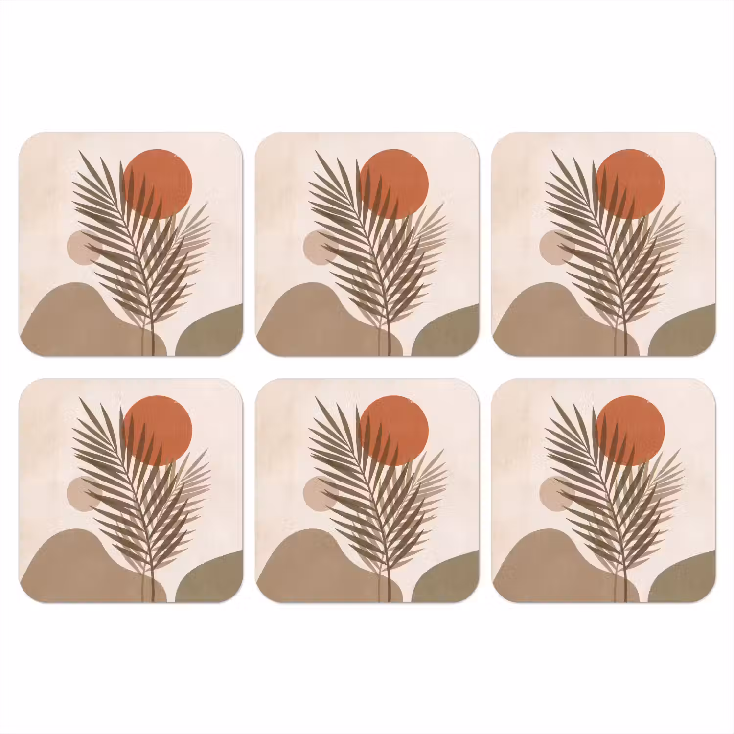 Planten - Bladeren - Abstract - Modern - Beige onderzetter kurk middel -3d