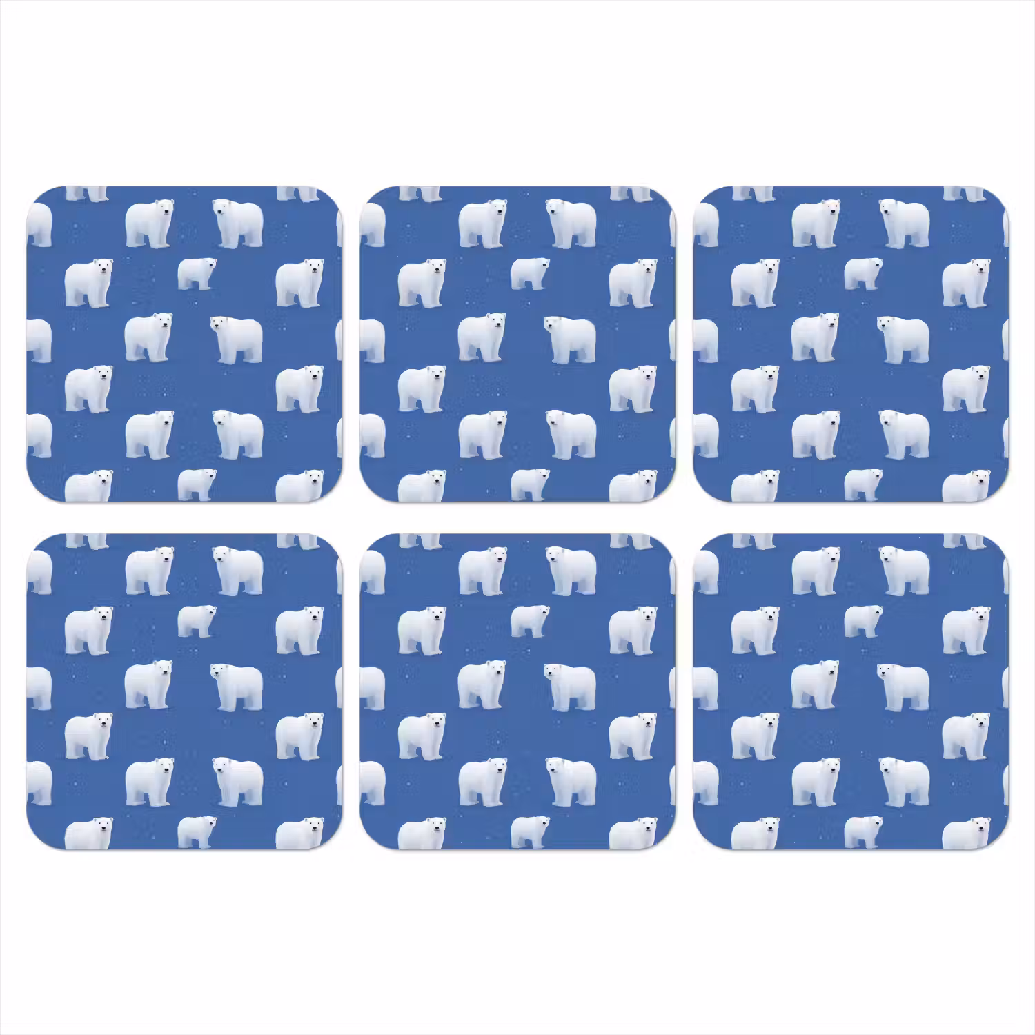 IJsbeer - Patroon - Blauw onderzetter kurk middel 366 -3d
