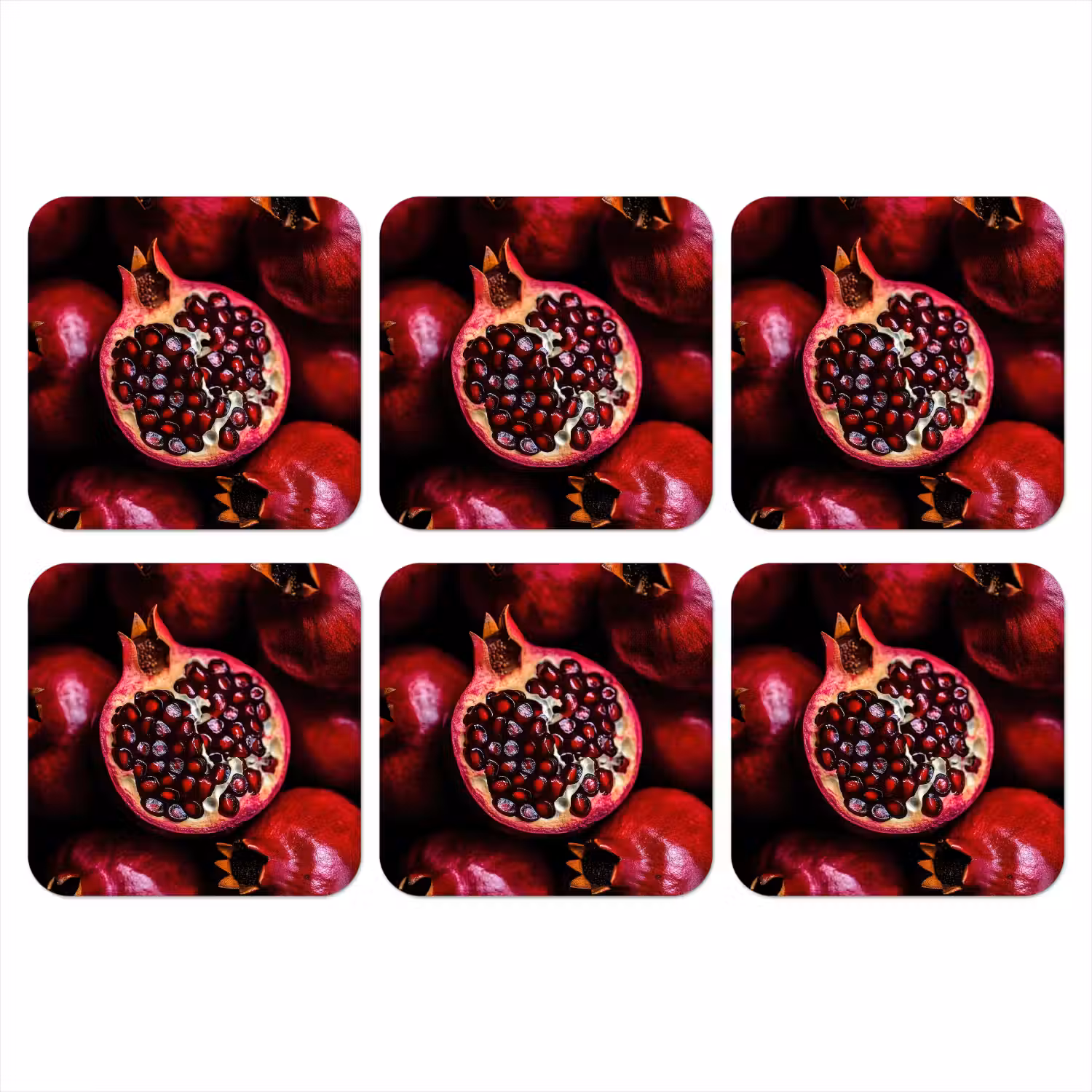 Granaatappel - Rood - Fruit onderzetter kurk middel -3d