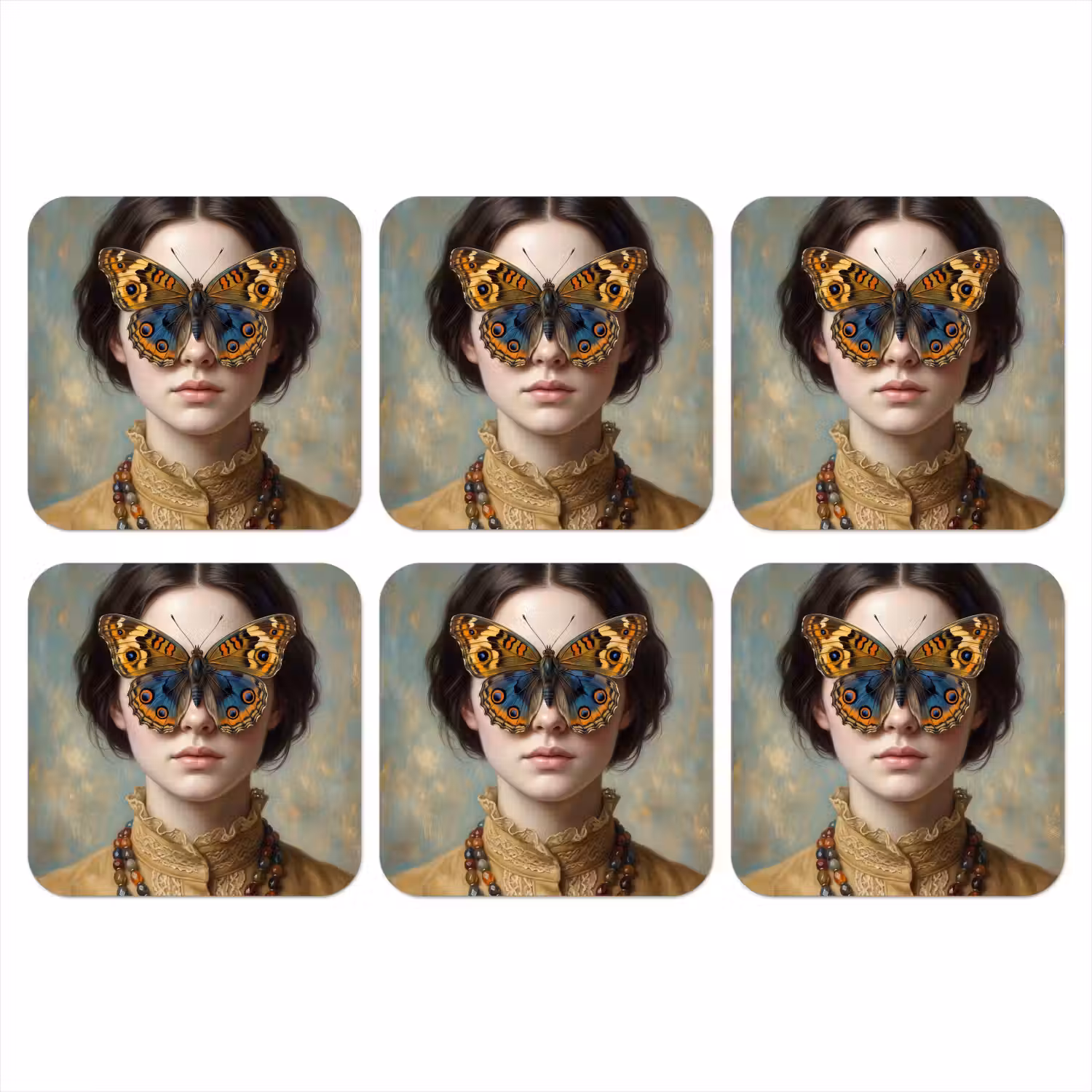 Portret - Vlinder - Kleurrijk onderzetter kurk middel -3d