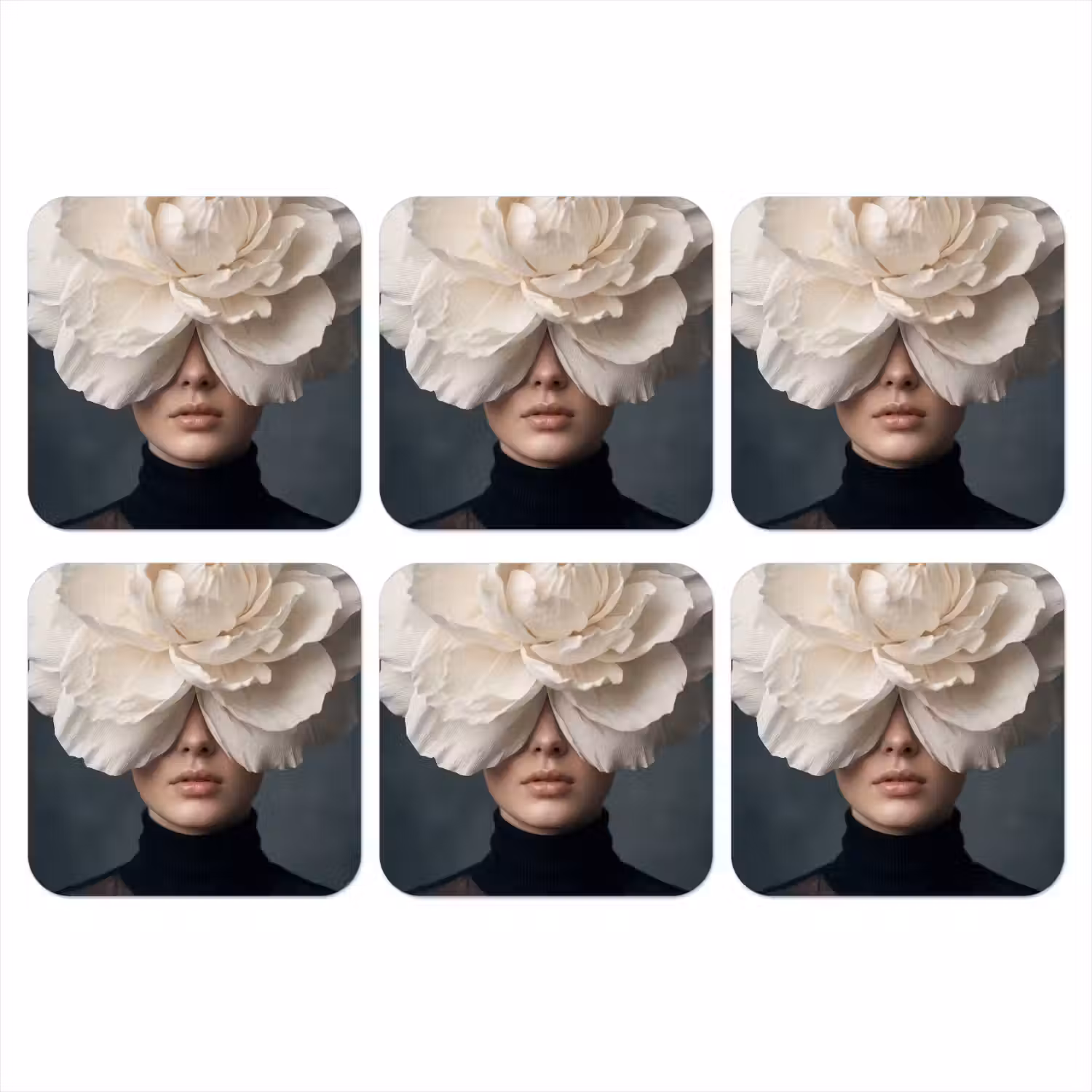 Portret - Mysterieus - Wit onderzetter kurk middel -3d