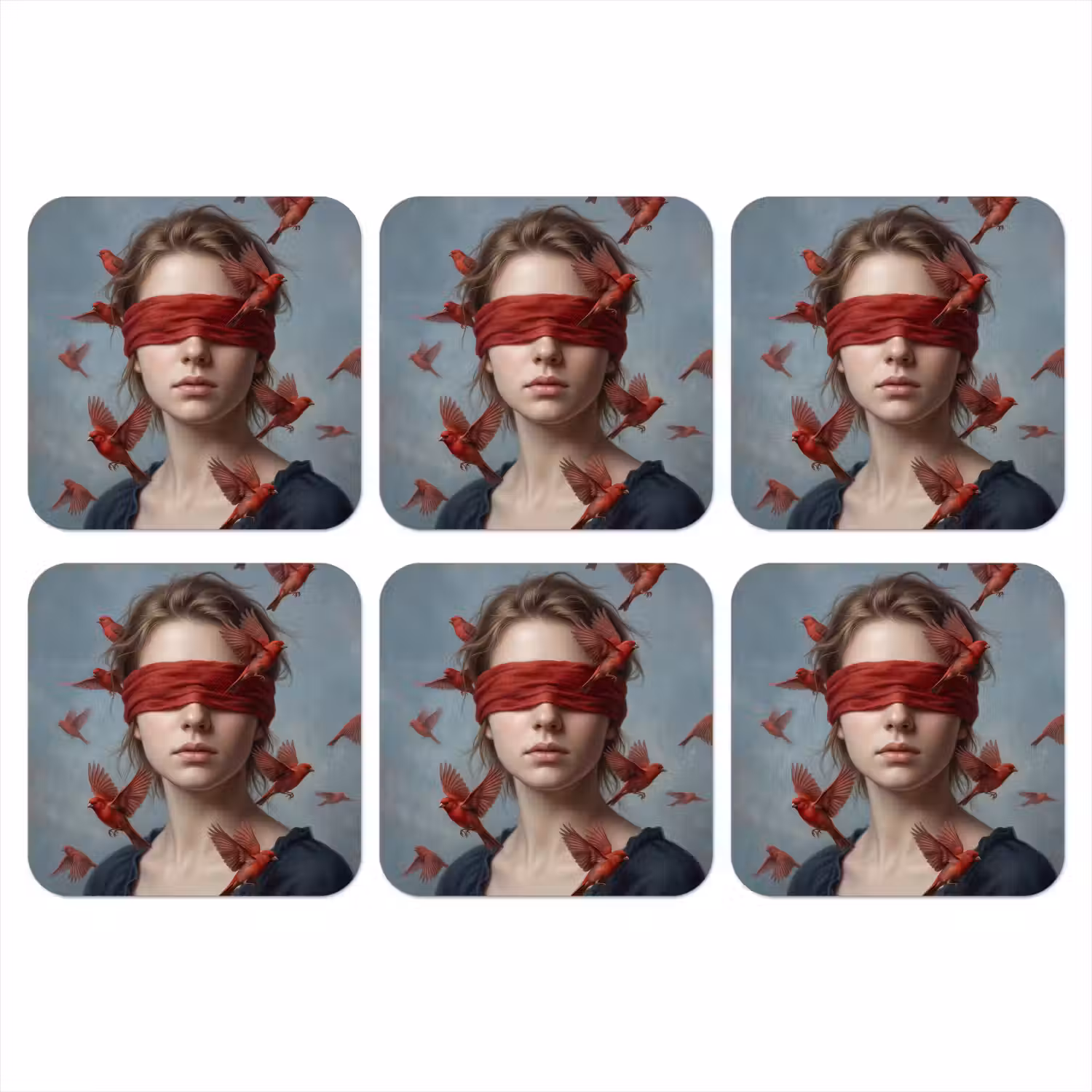 Portret - Krachtig - Rood onderzetter kurk middel -3d