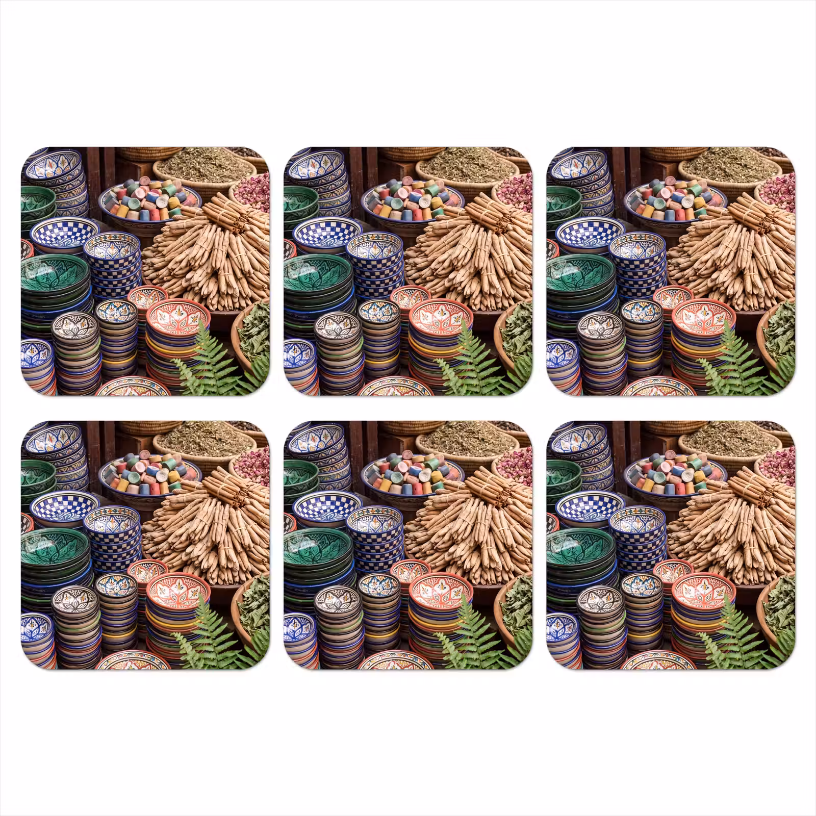 Coaster - Pottery - Oriental - Colorful - Aardewerk - Oosters - Kleurrijk onderzetter kurk middel