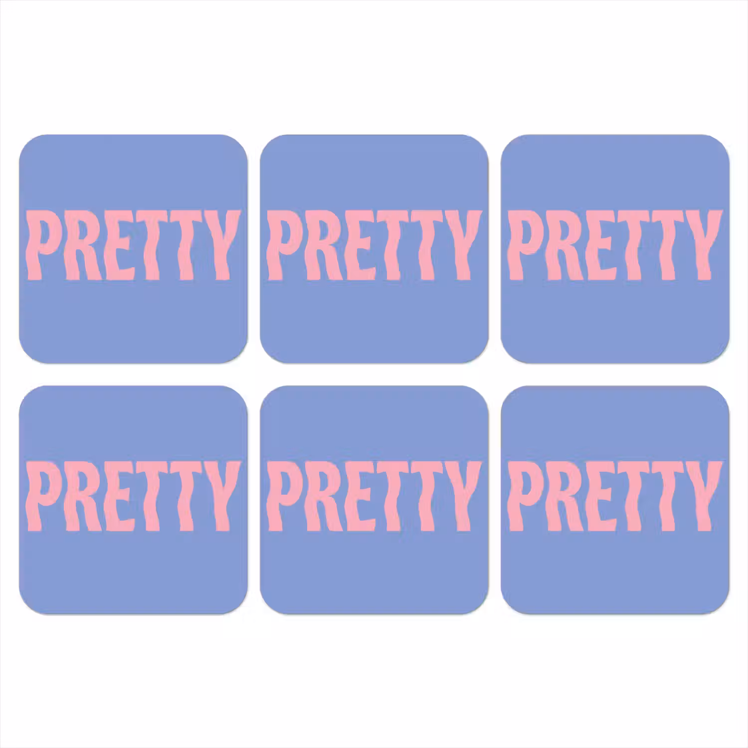 Pretty - Roze - Blauw - Golvend onderzetter kurk middel -3d