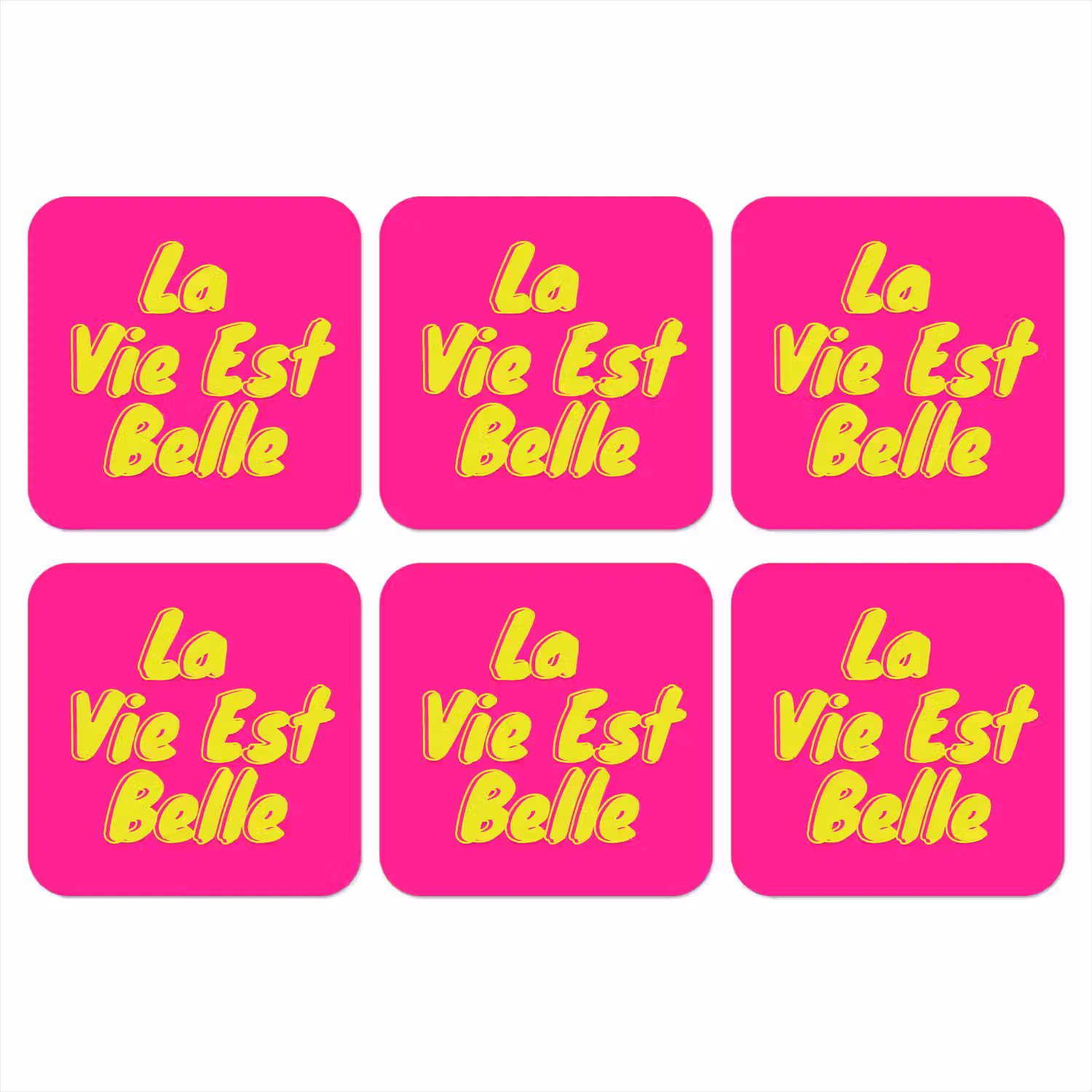 Quote - Retro - Roze onderzetter kurk middel -3d