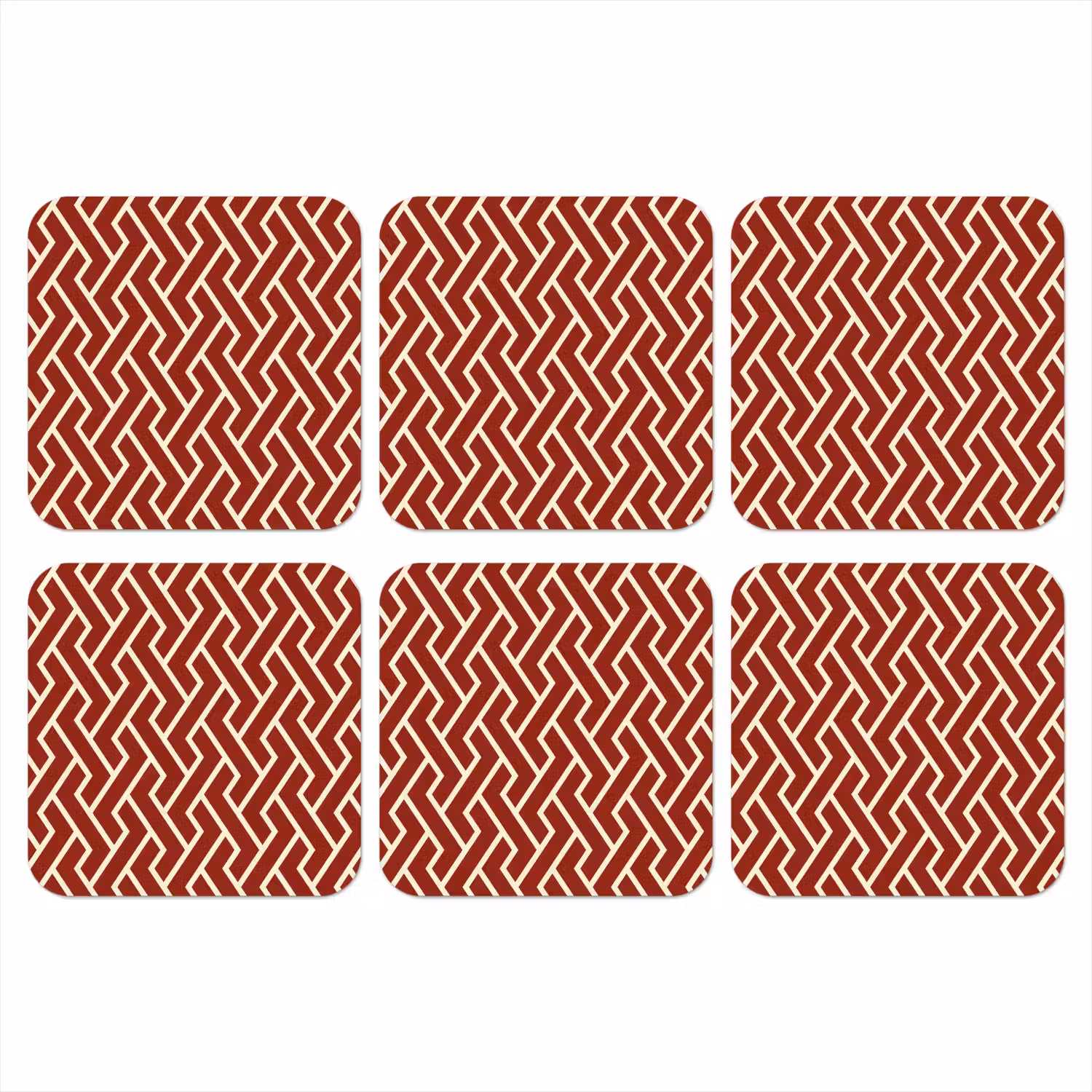 Rood - Beige - Patroon - Lijnen onderzetter kurk middel 366 -3d