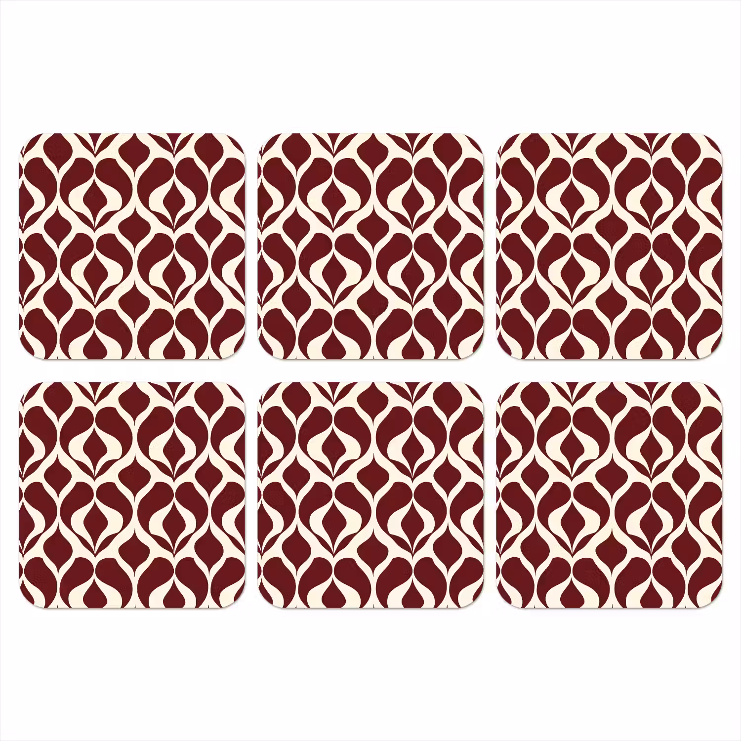 Rood - Druppelpatroon - Grafisch onderzetter kurk middel 366 -3d