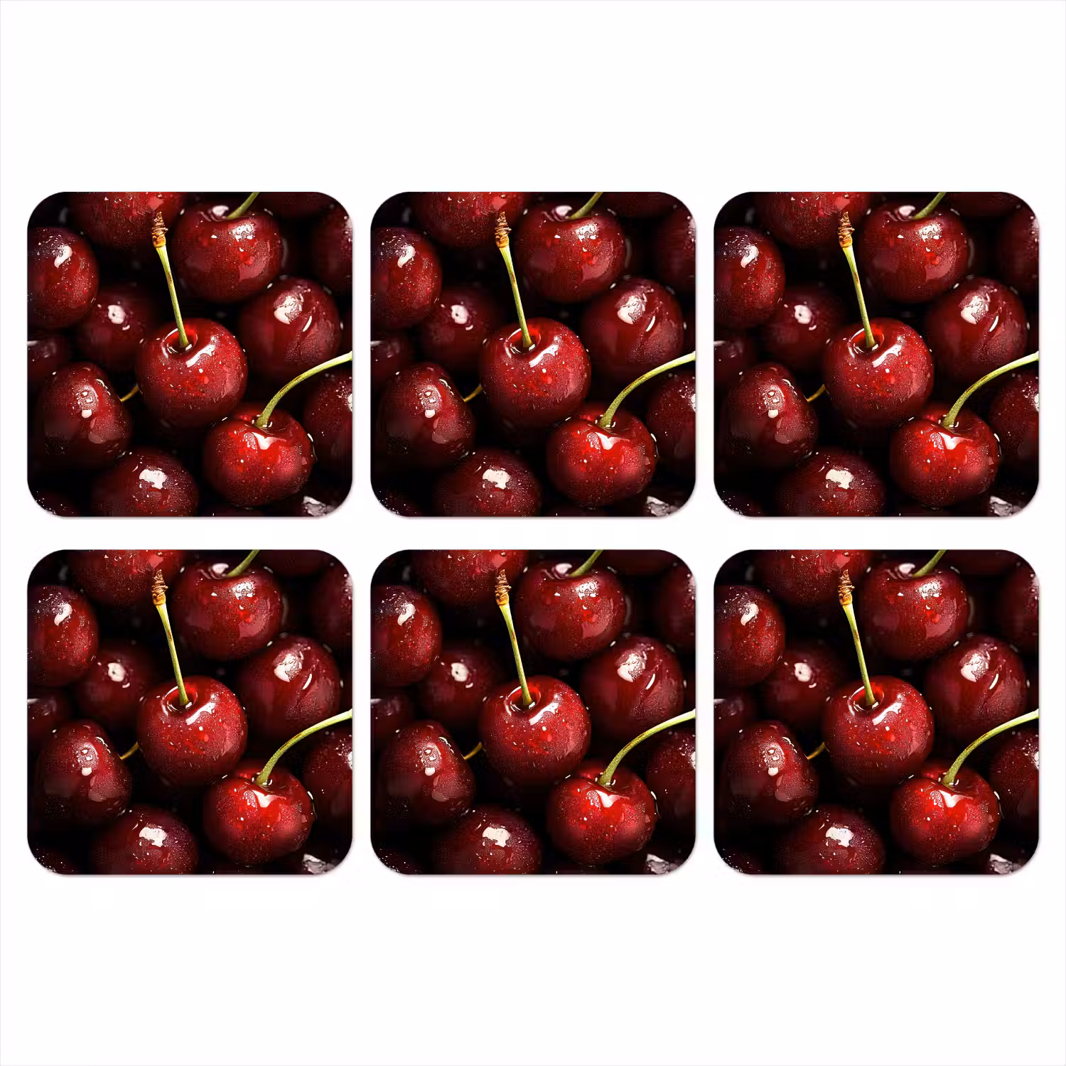 Rood - Fruit - Kersen onderzetter kurk middel -3d