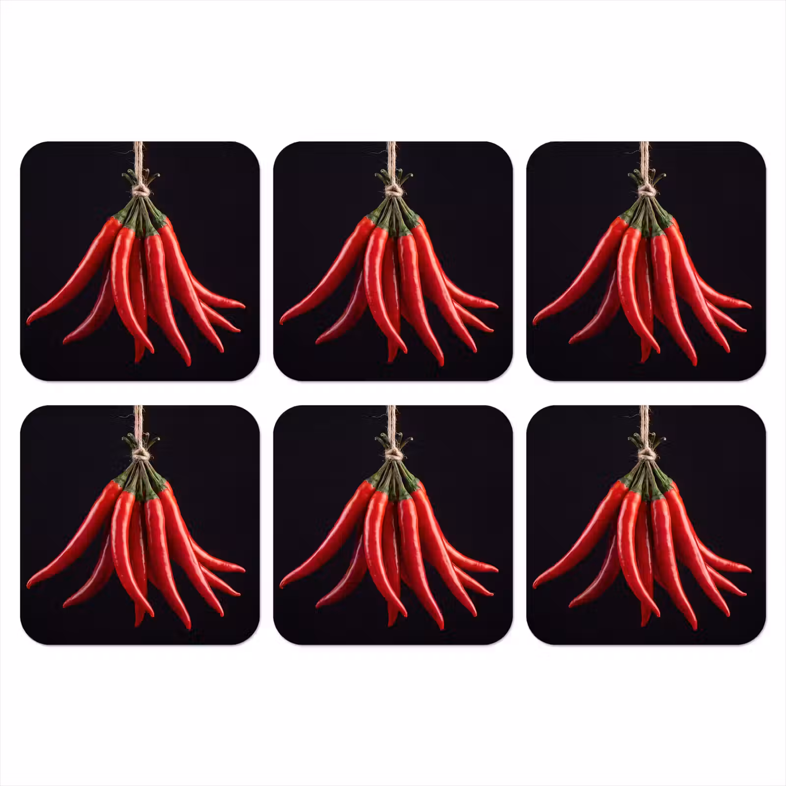 Coaster - Red Pepper - Food - Rode peper - Eten onderzetter kurk middel