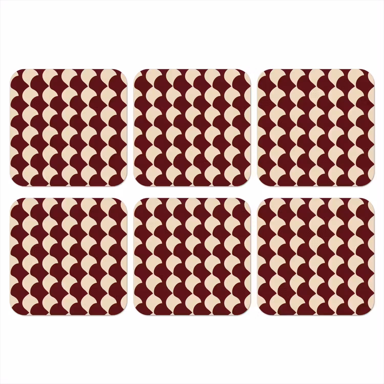 Rood - Tegelpatroon - Crème onderzetter kurk middel 366 -3d