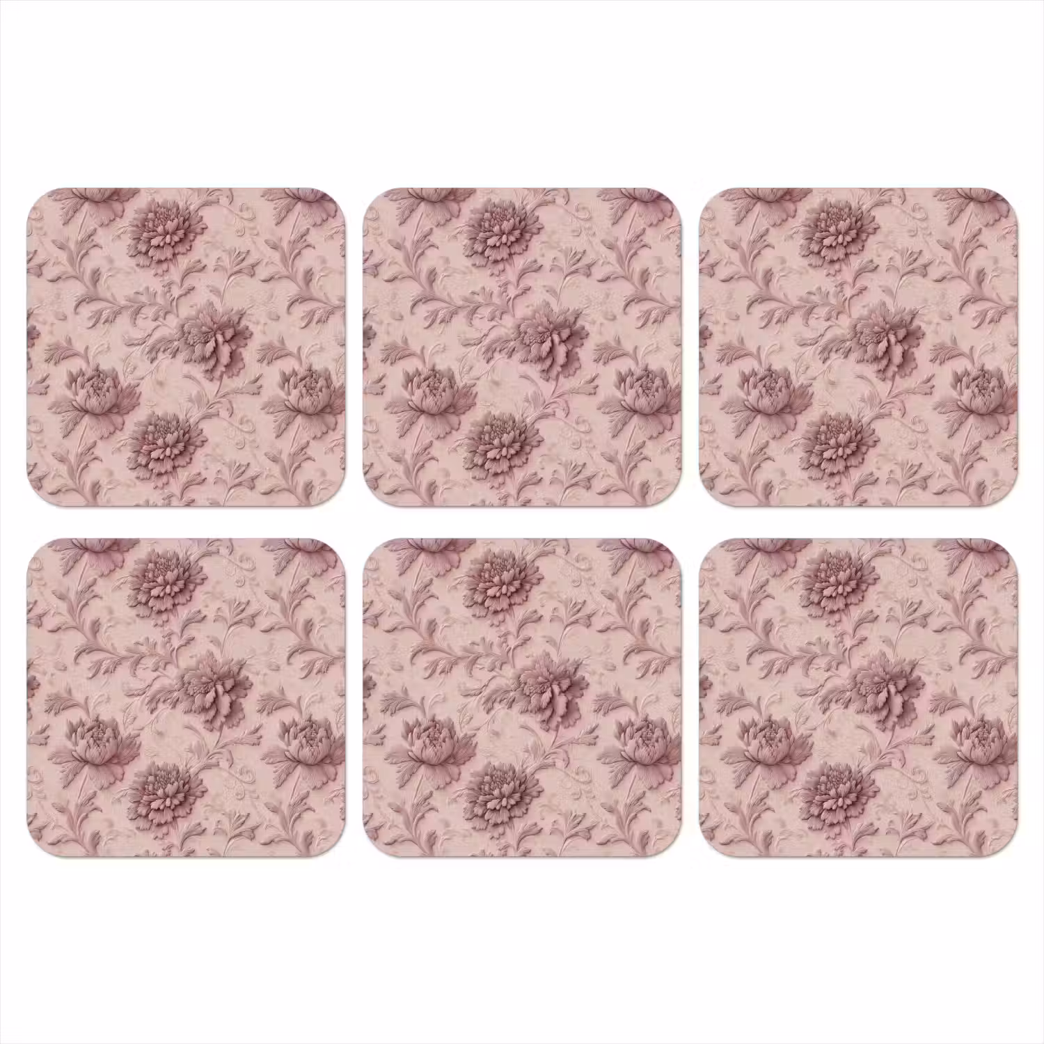 Reliëf - Pioenrozen - Roze onderzetter kurk middel 366 -3d