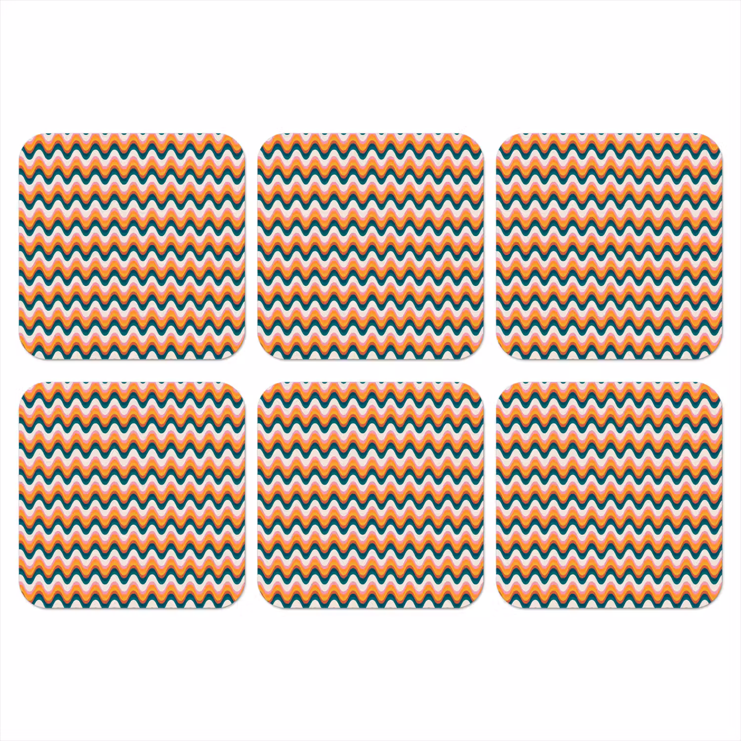 Retro - Disco - Golven - Kleur onderzetter kurk middel 366 -3d
